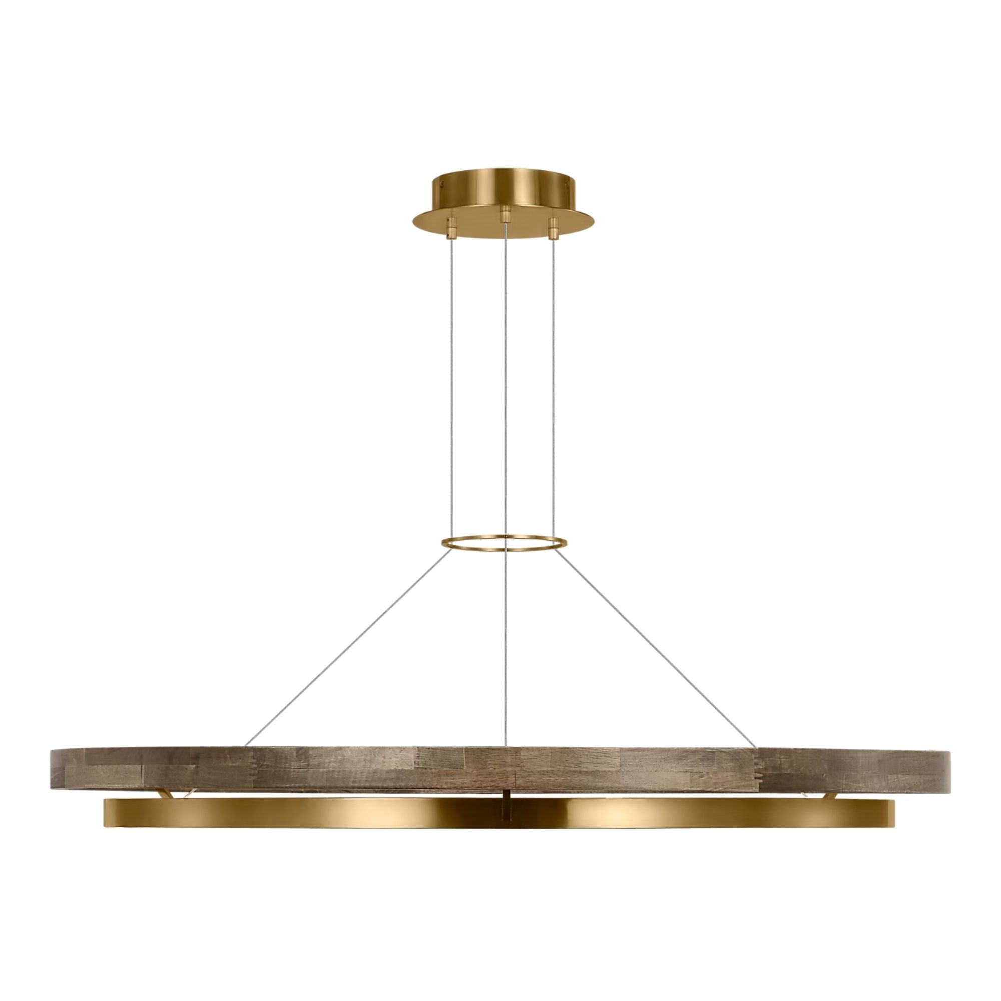 Grace 48" LED Chandelier, Natural Brass & Weathered Oak Finish
