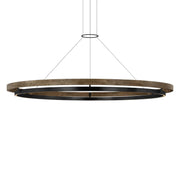 Grace 65" LED Chandelier, Matte Black & Weathered Oak Wood Finish