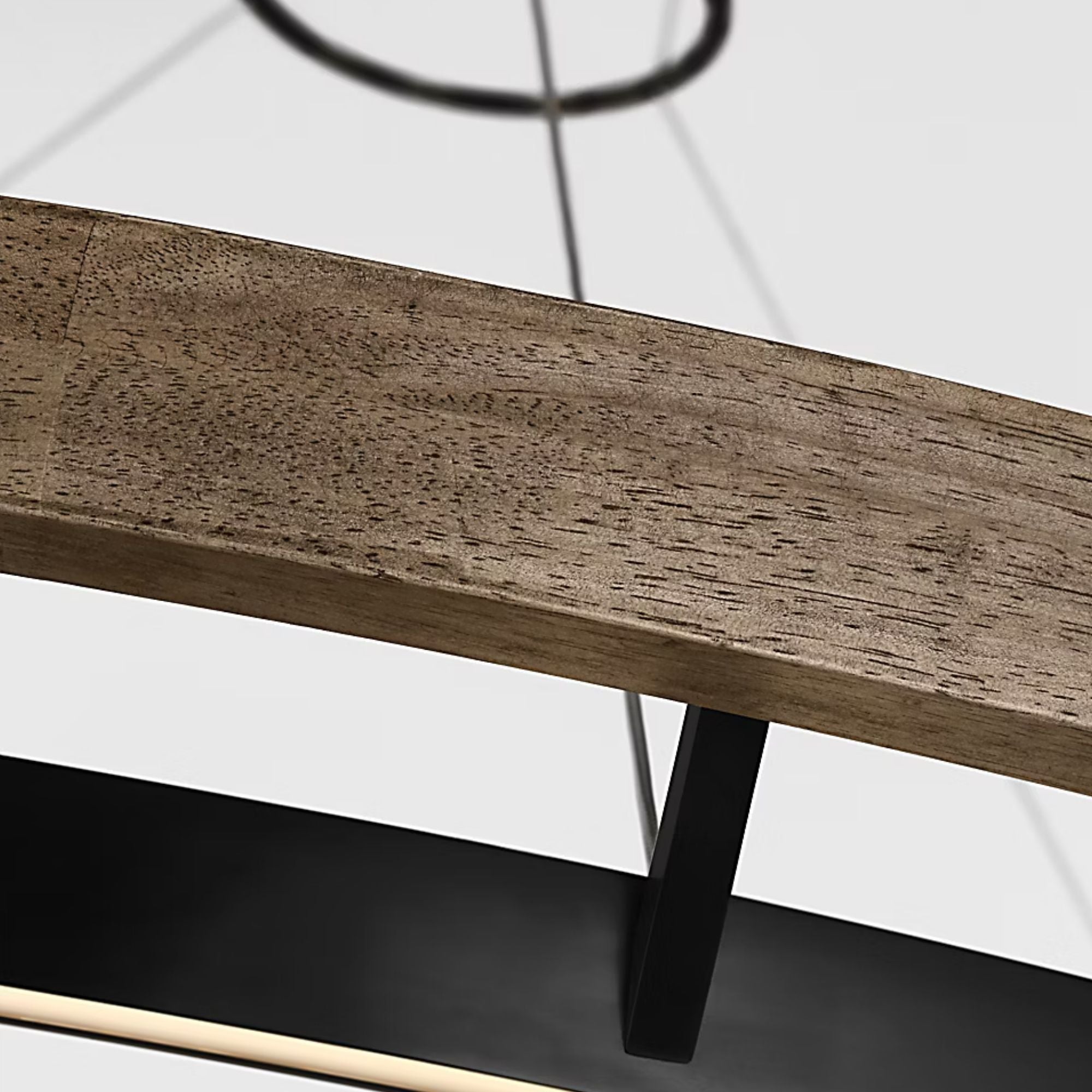 Grace 65" LED Chandelier, Matte Black & Weathered Oak Wood Finish