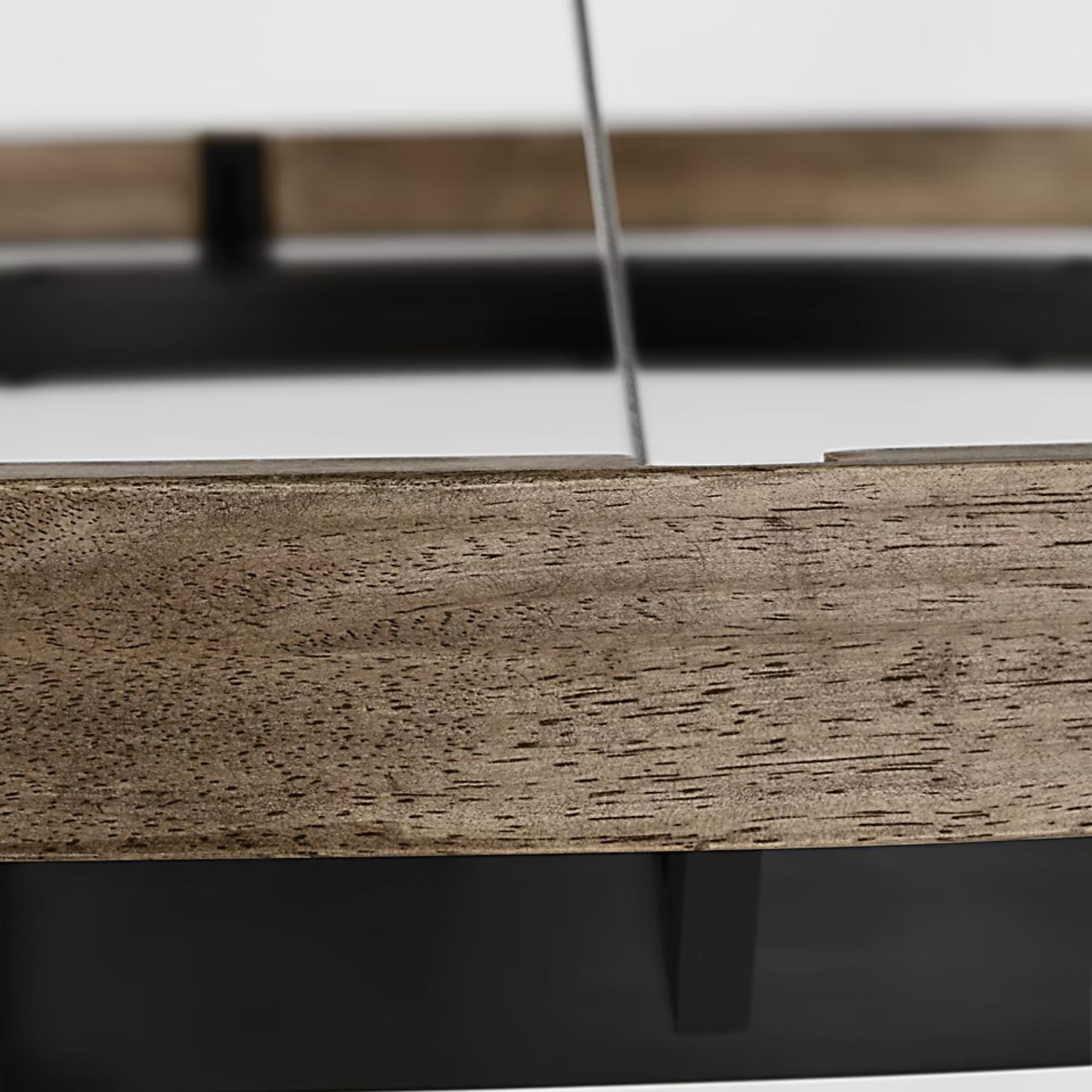 Grace 65" LED Chandelier, Matte Black & Weathered Oak Wood Finish