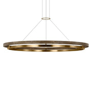Grace 65" LED Chandelier, Natural Brass & Weathered Oak Finish