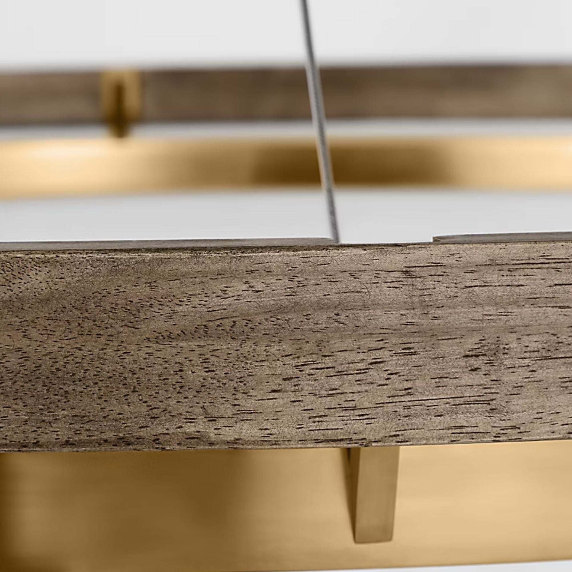 Grace 65" LED Chandelier, Natural Brass & Weathered Oak Finish