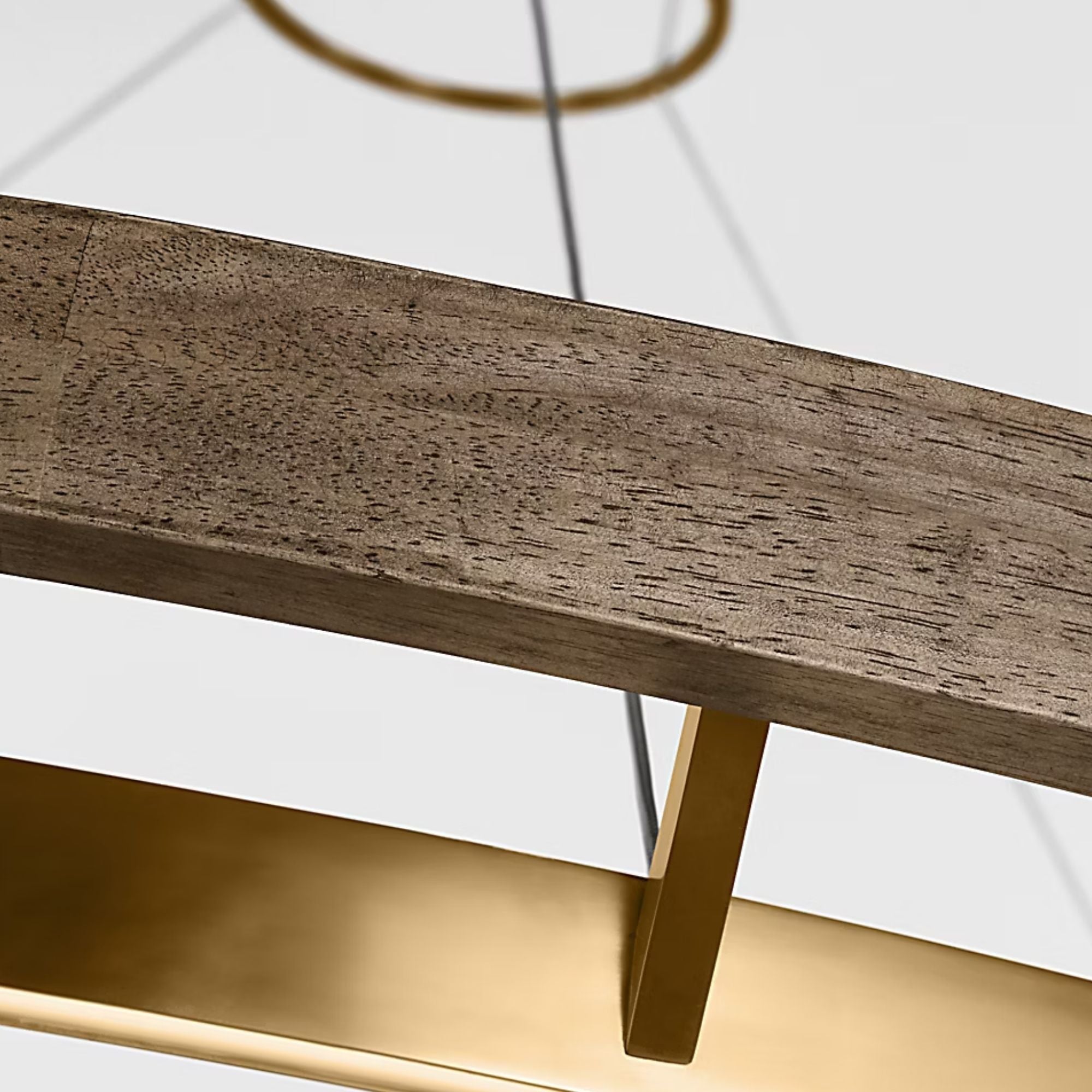 Grace 65" LED Chandelier, Natural Brass & Weathered Oak Finish