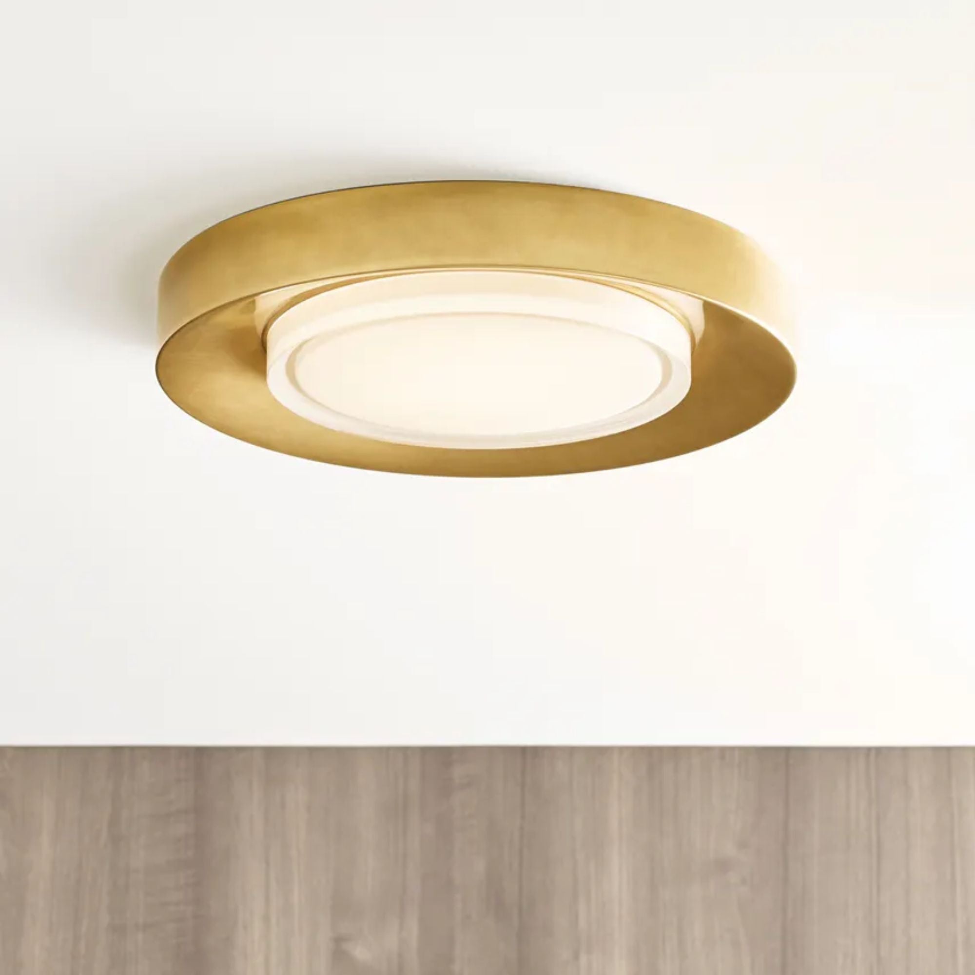 Hilo 16" LED Flush Mount, 120-277V, Natural Brass Finish