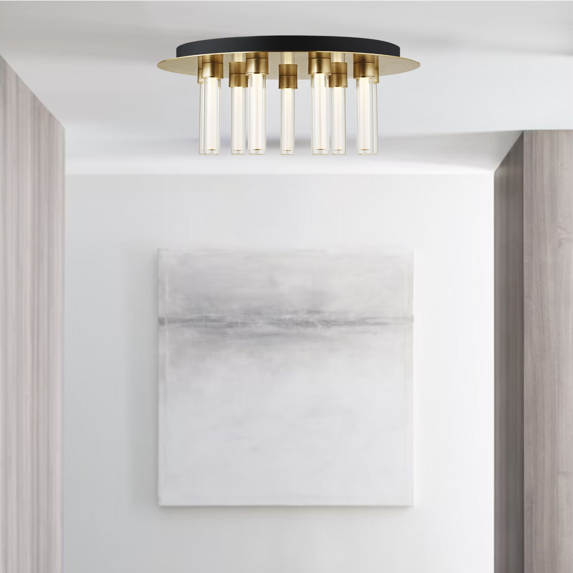 Kola 22" 9-Light LED Flush Mount, 120V, Natural Brass Finish