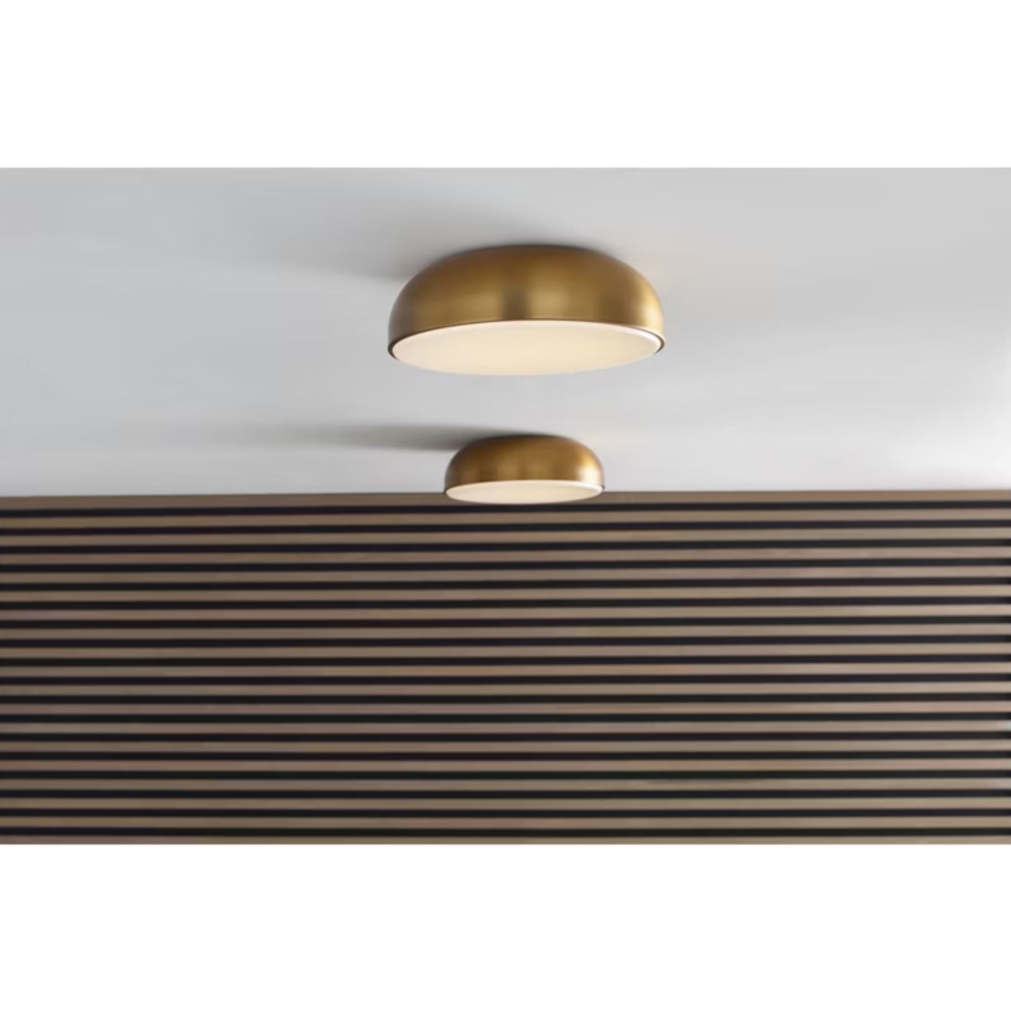 Kosa 13" LED Flush Mount, 120V, Aged Brass Finish