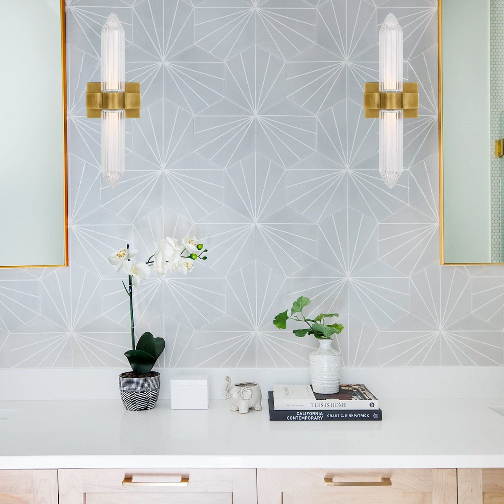 Langston 23" LED Bath Sconce, 120V, Plated Brass Finish