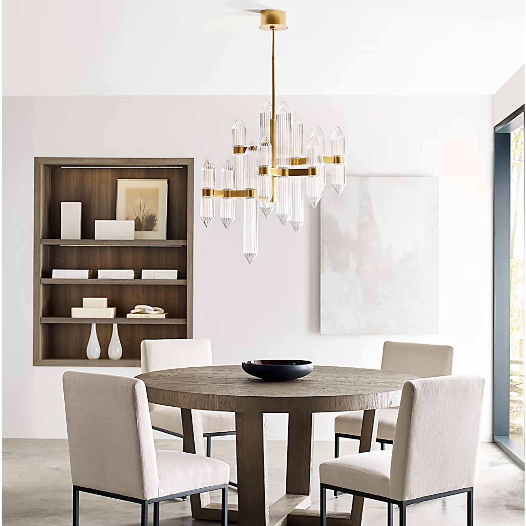 Langston 31" LED Chandelier, 120-277V, Plated Brass Finish