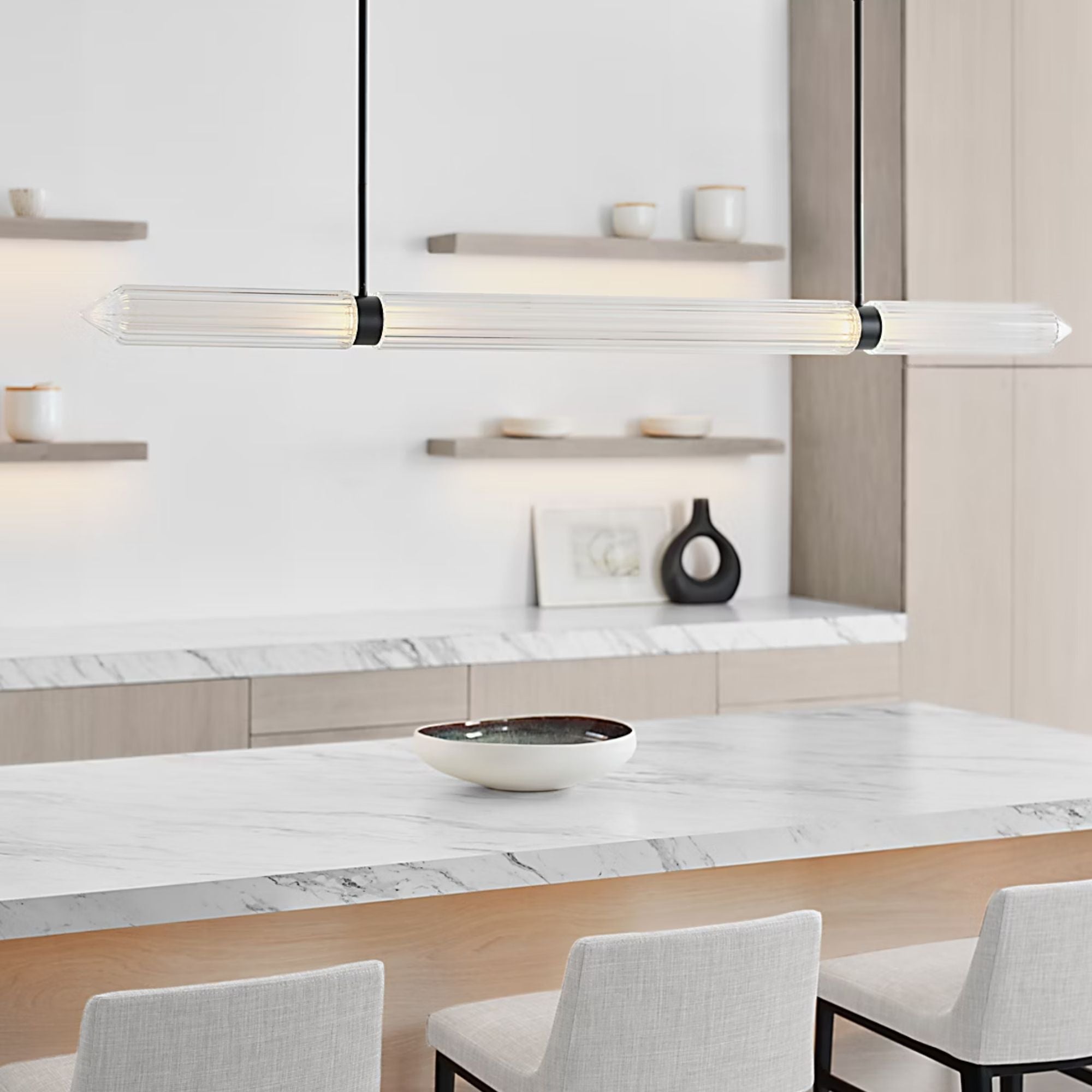 Langston 61" LED X-Large Linear Chandelier, 277V, Plated Dark Bronze Finish