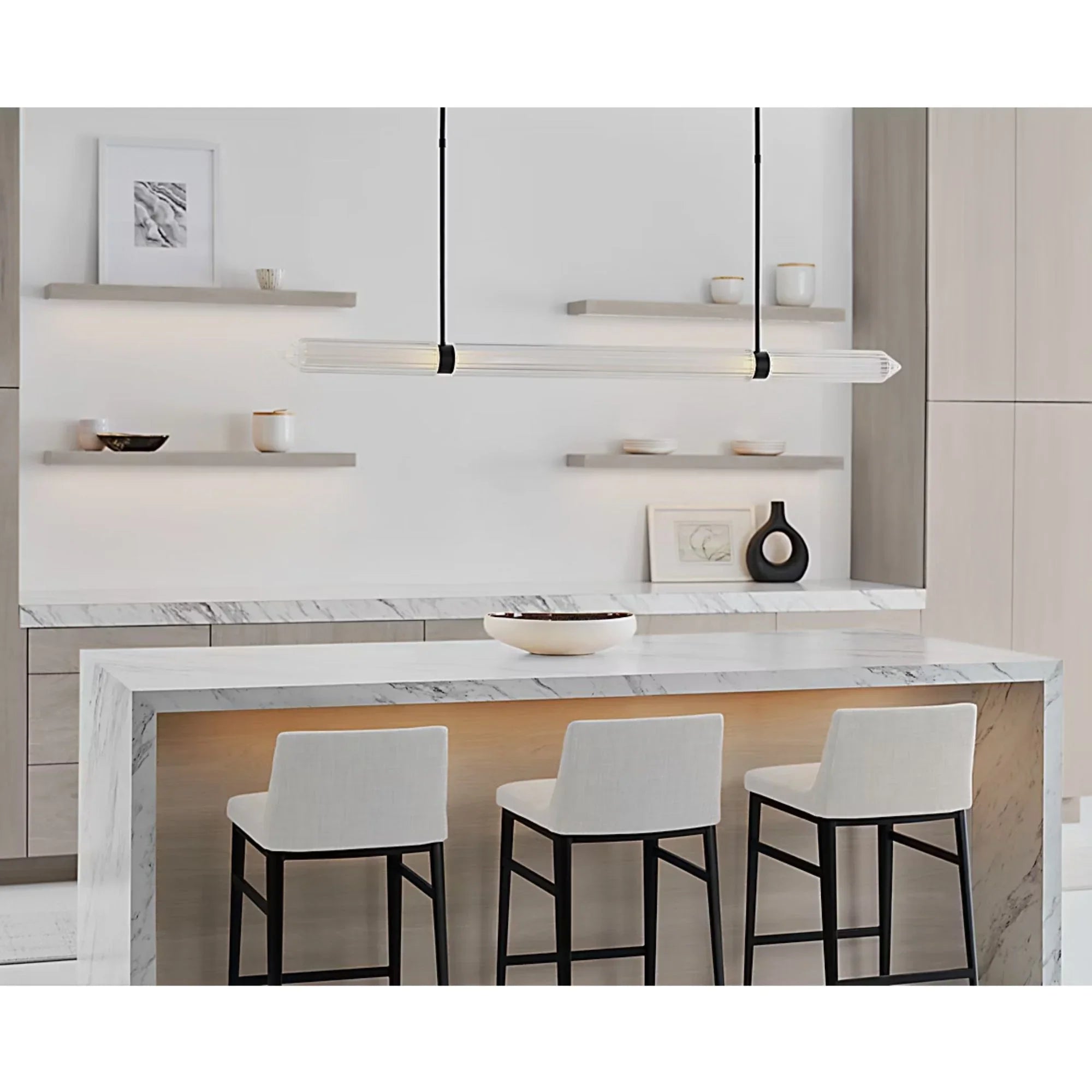 Visual Comfort Modern Langston 61" LED X-Large Linear Chandelier, 277V, Plated Dark Bronze Finish