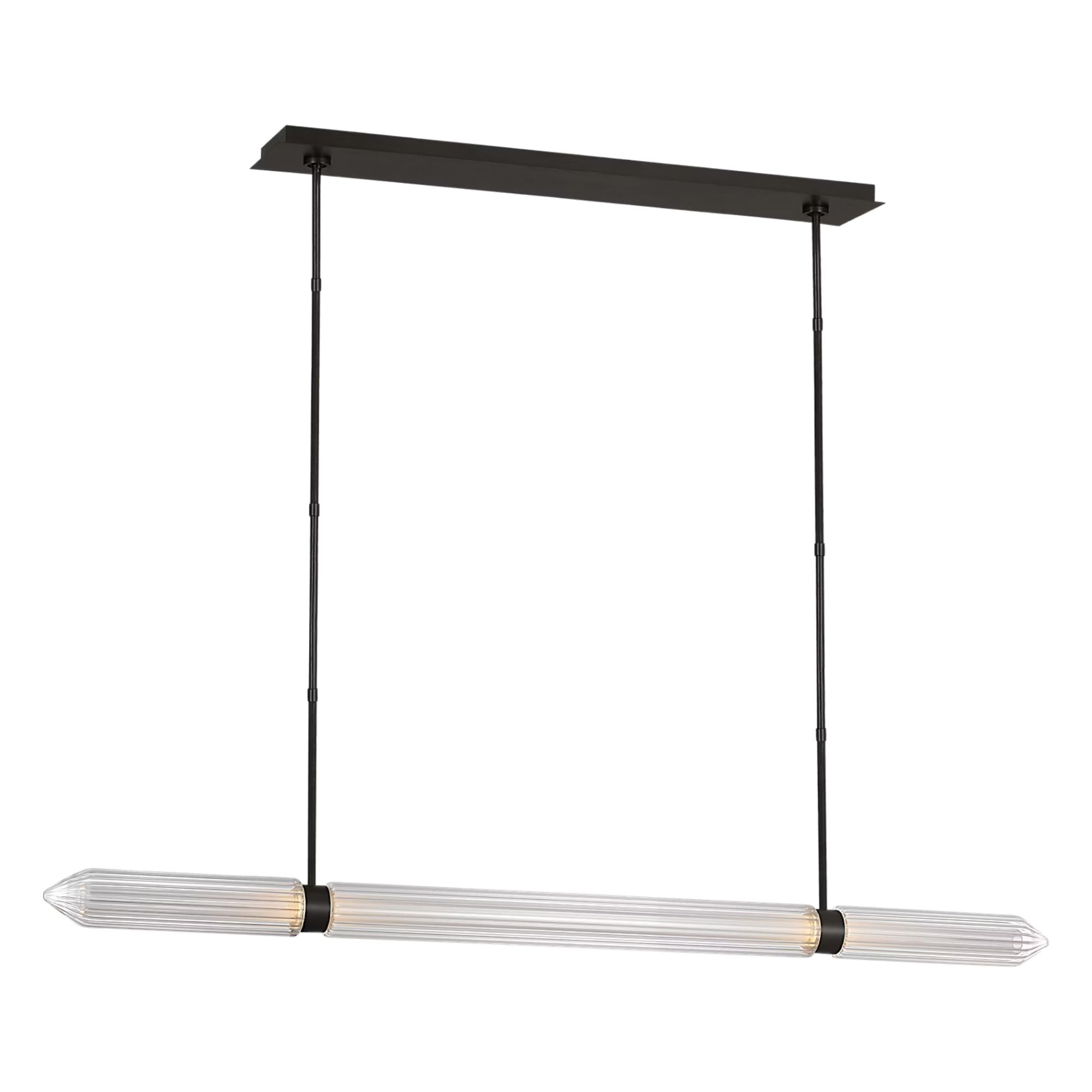 Langston 61" LED X-Large Linear Chandelier, 120V, Plated Dark Bronze Finish