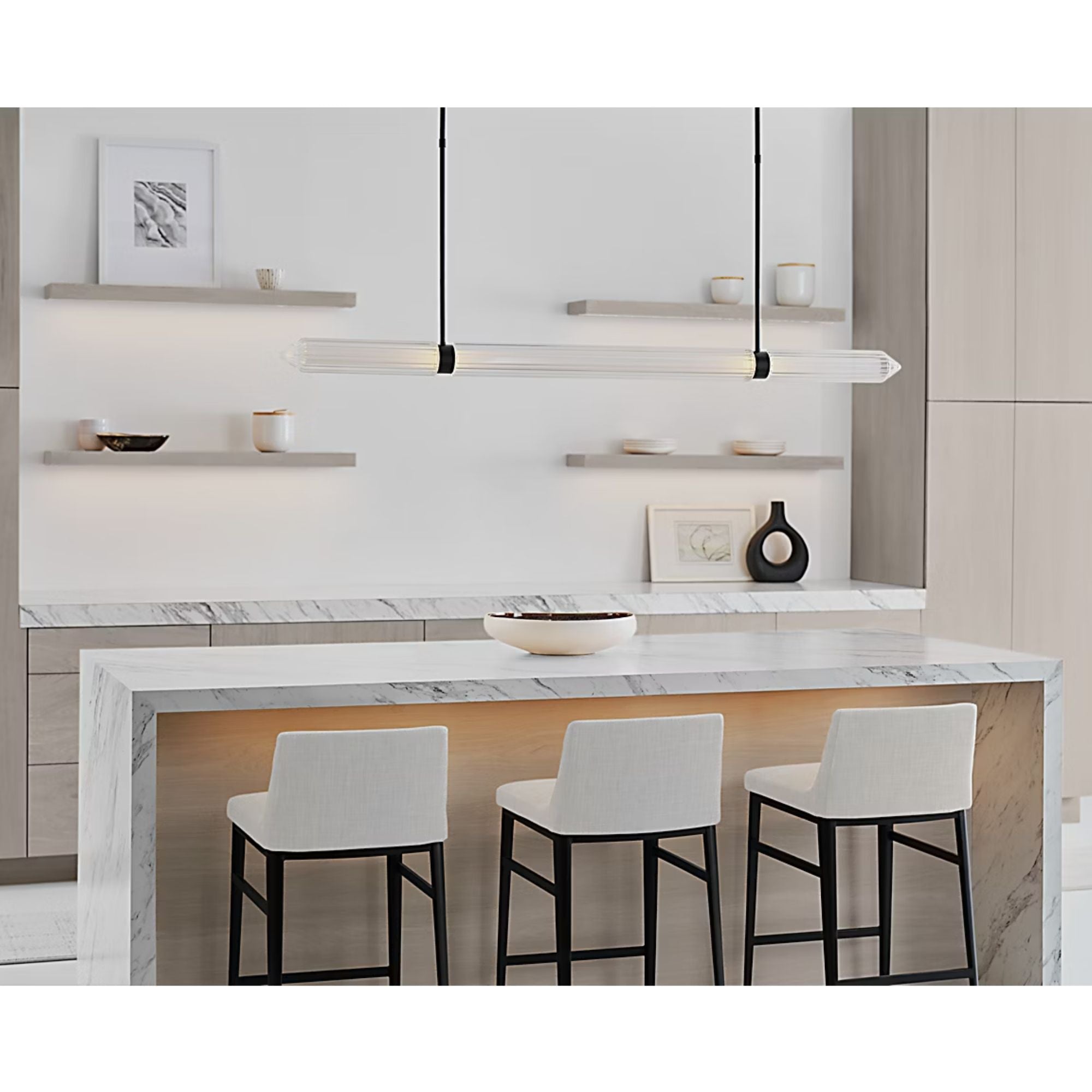 Langston 61" LED X-Large Linear Chandelier, 120V, Plated Dark Bronze Finish