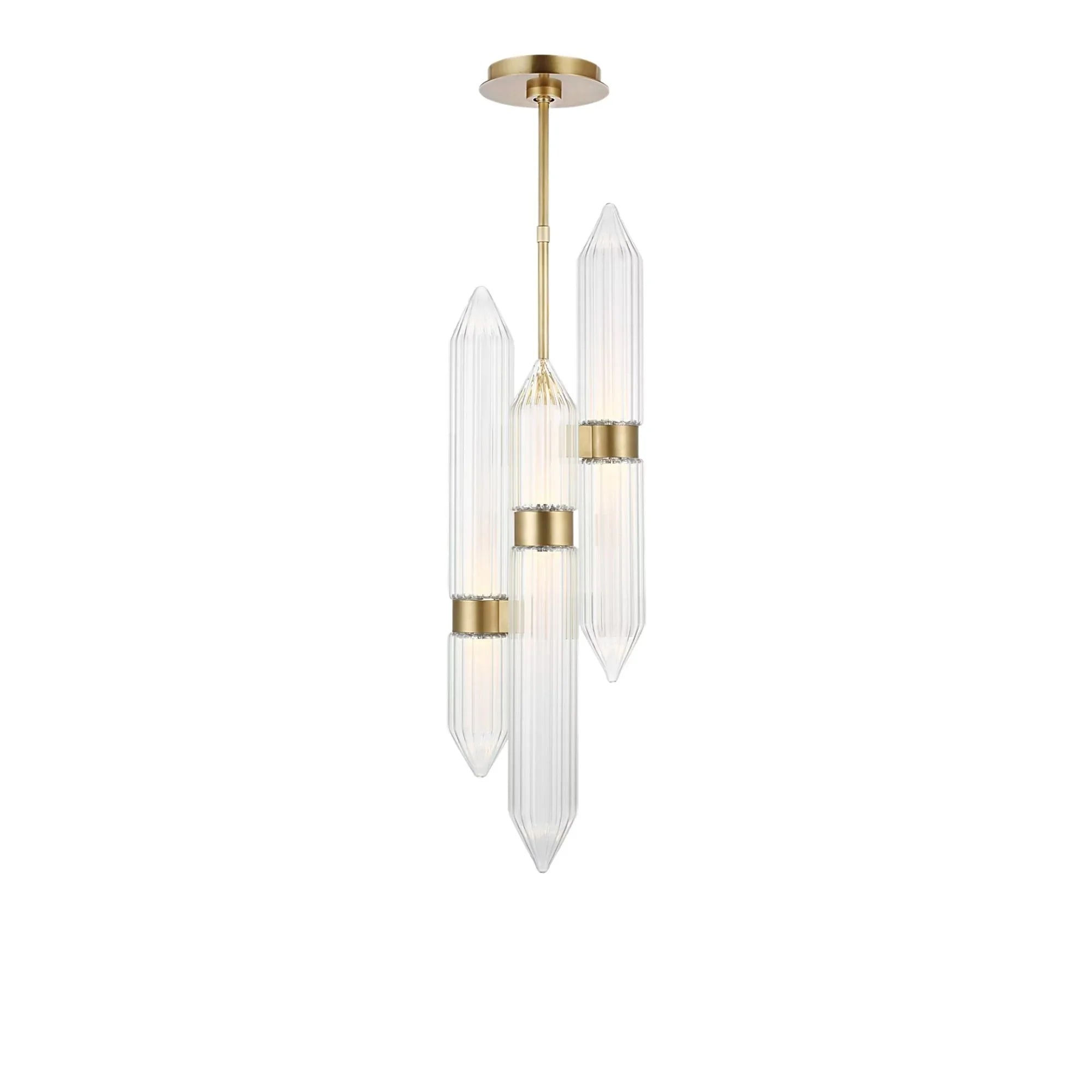 Visual Comfort Modern Langston 34" LED Pendant, 277V, Plated Brass Finish