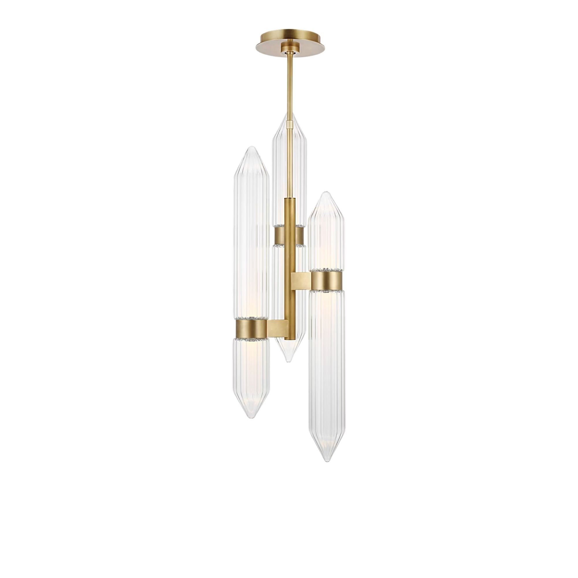 Langston 34" LED Pendant, 120V, Plated Brass Finish