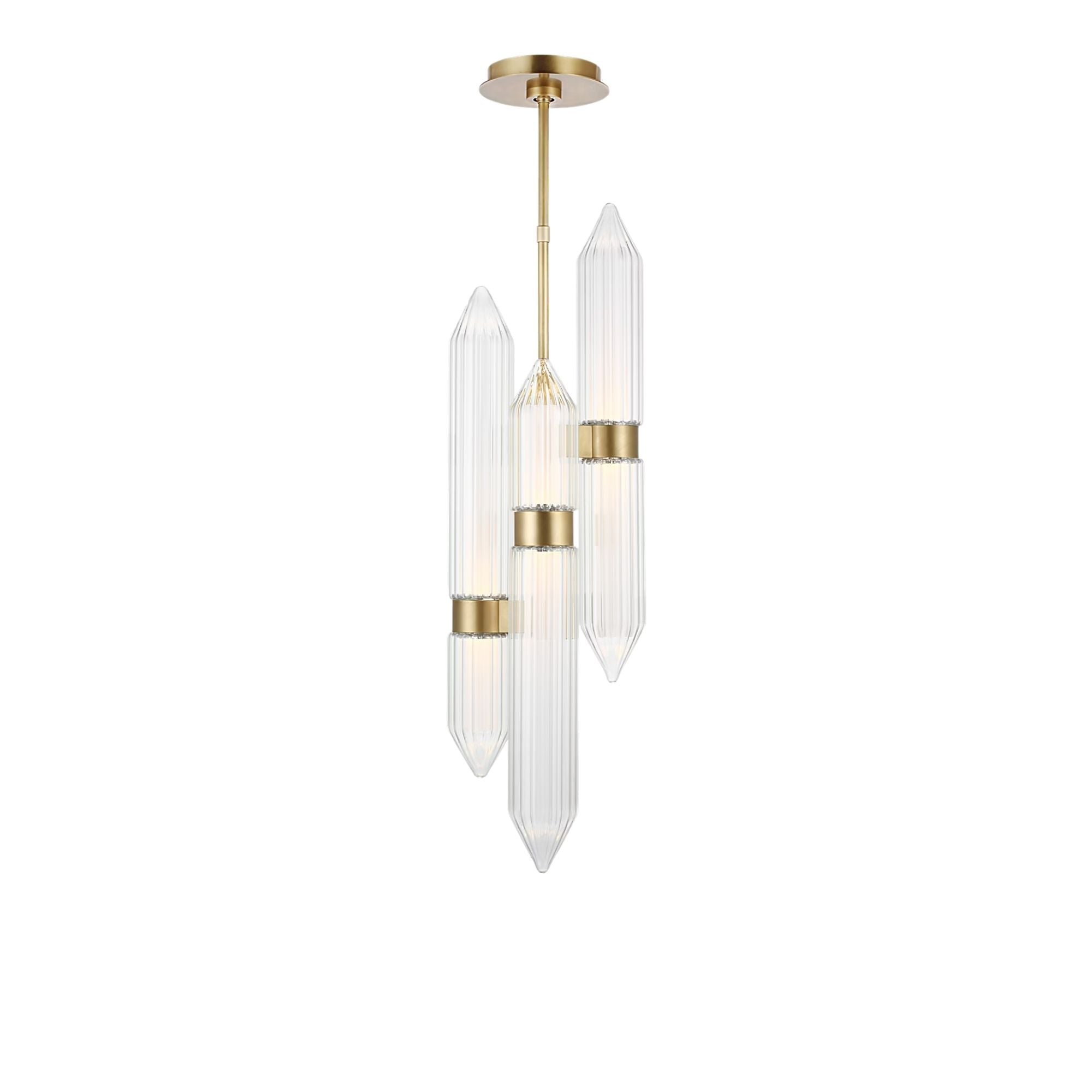 Langston 34" LED Pendant, 120V, Plated Brass Finish