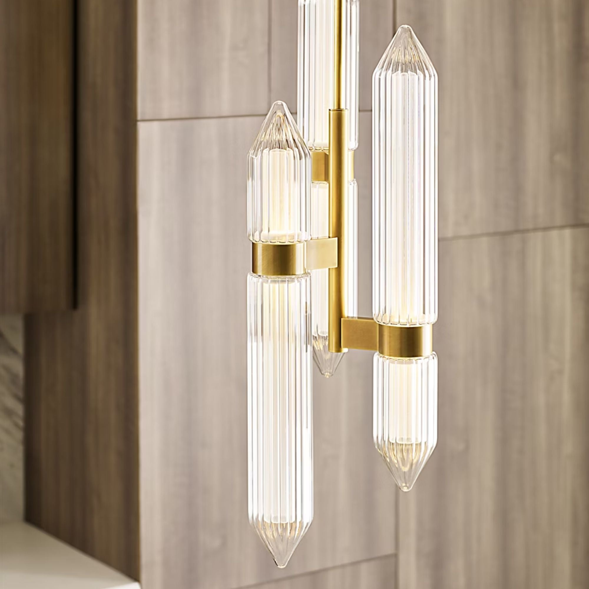 Langston 34" LED Pendant, 120V, Plated Brass Finish