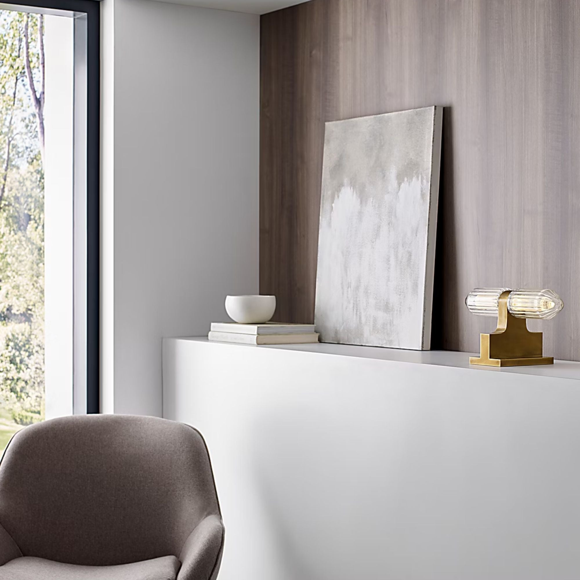 Langston LED Table Lamp, Plated Brass Finish