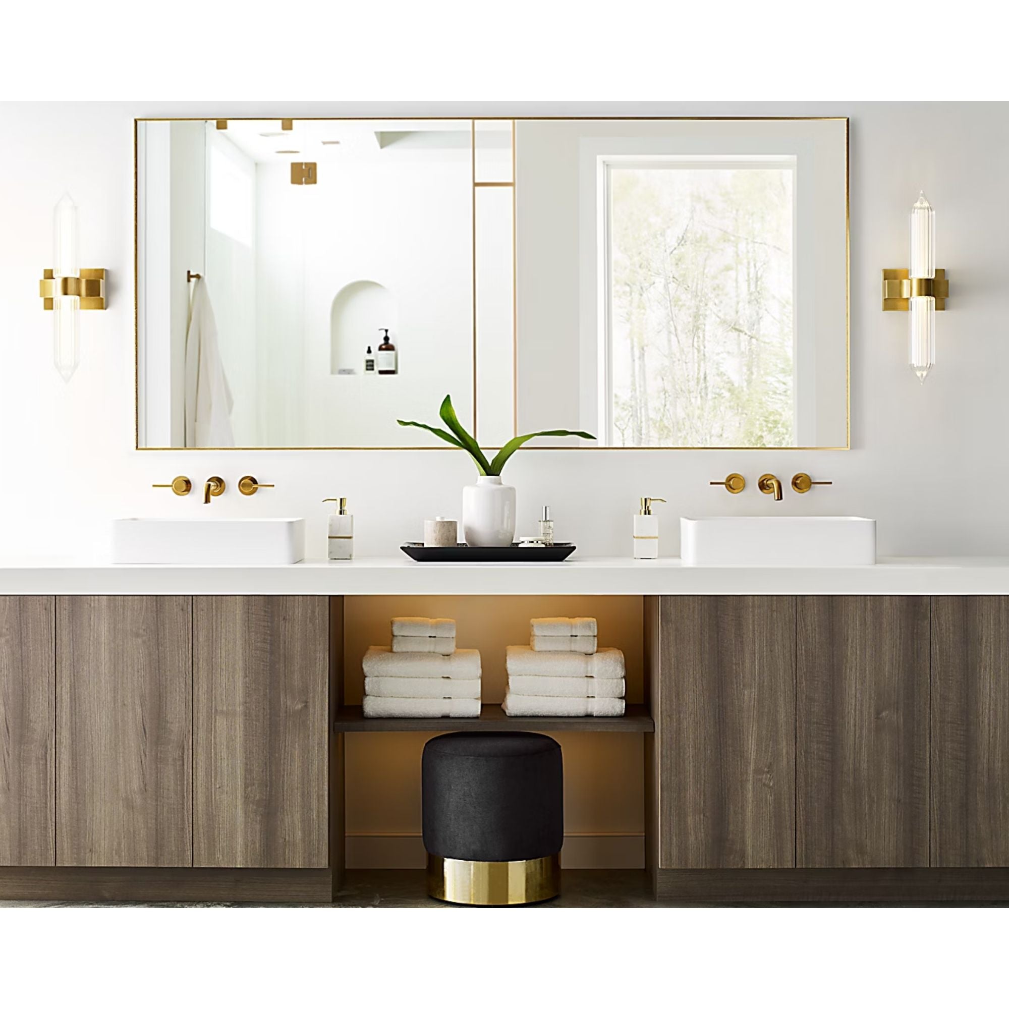 Langston 18" LED Bath Sconce, 120V, Plated Brass Finish