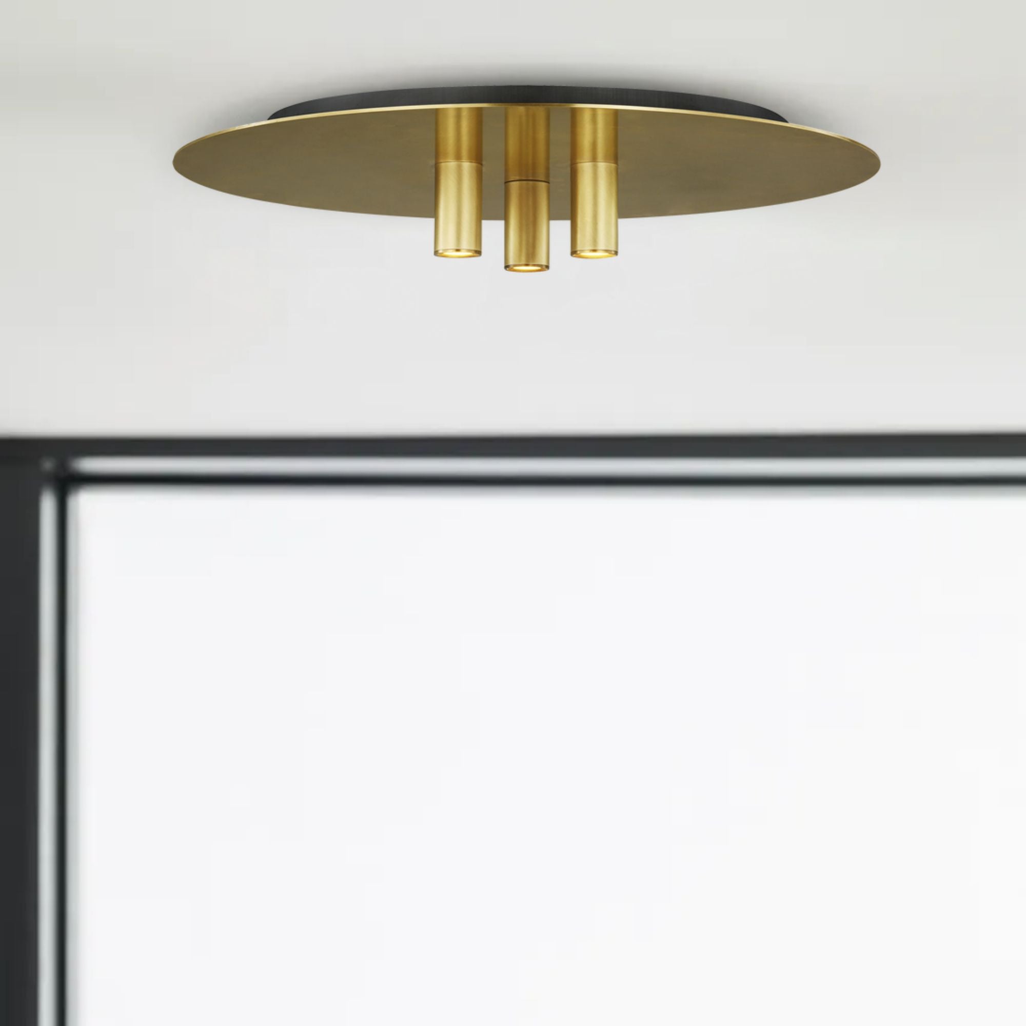 Ponte 16" LED Flush Mount, 120V, Natural Brass Finish