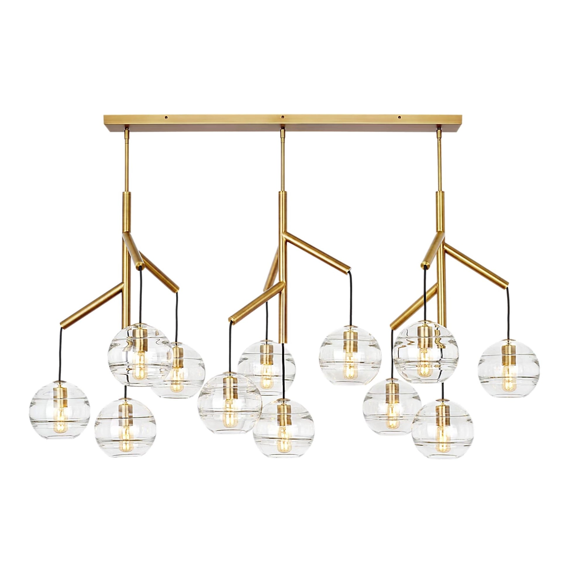 Visual Comfort Modern - Sedona 63" 12-Light LED Triple Chandelier, Aged Brass Finish | Bees Lighting