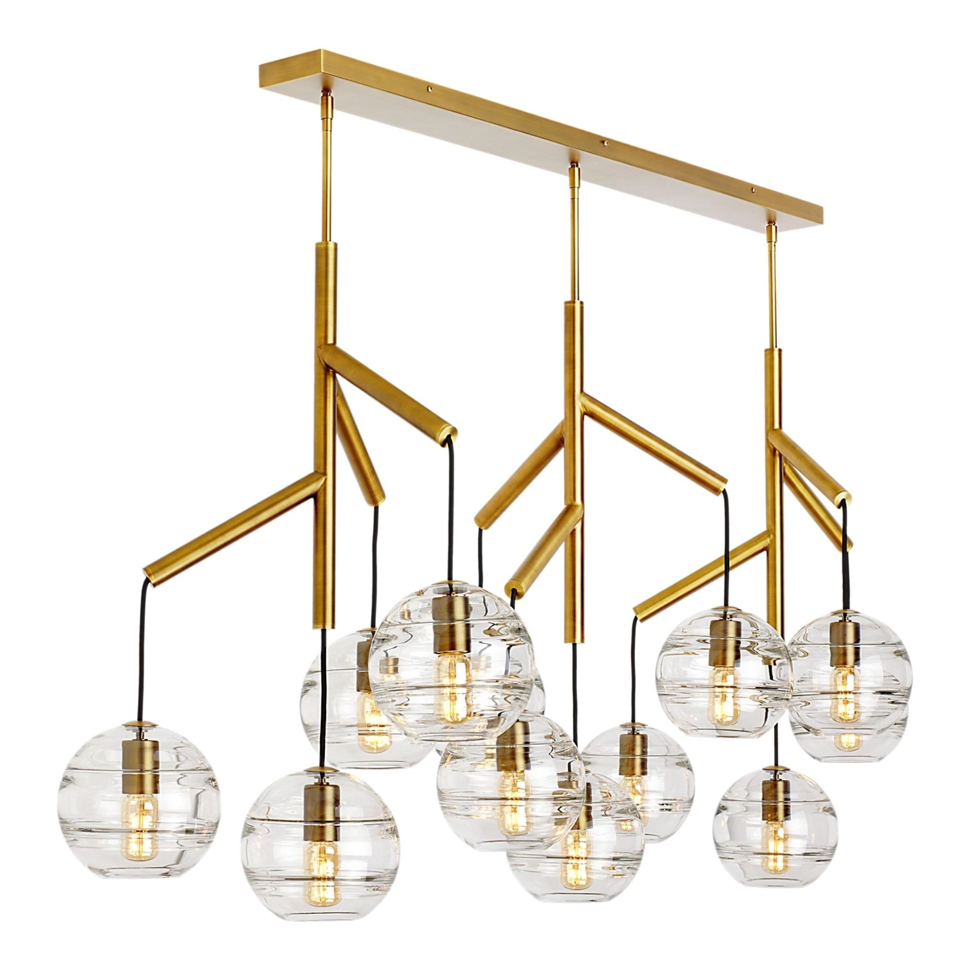 Visual Comfort Modern - Sedona 63" 12-Light LED Triple Chandelier, Aged Brass Finish | Bees Lighting