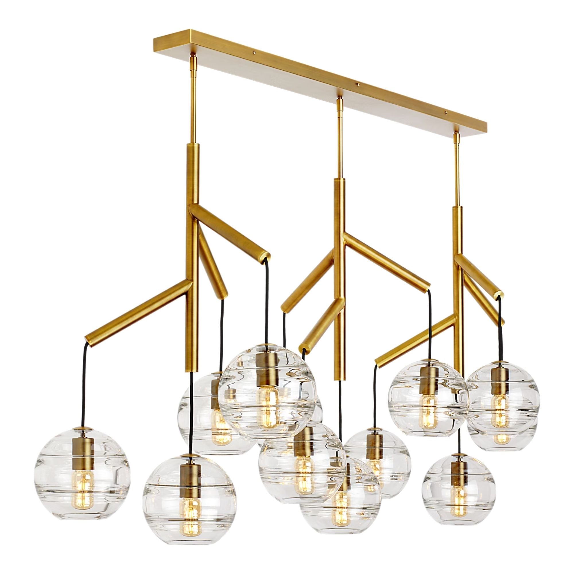 Visual Comfort Modern - Sedona 63" 12-Light LED Triple Chandelier, Aged Brass Finish | Bees Lighting