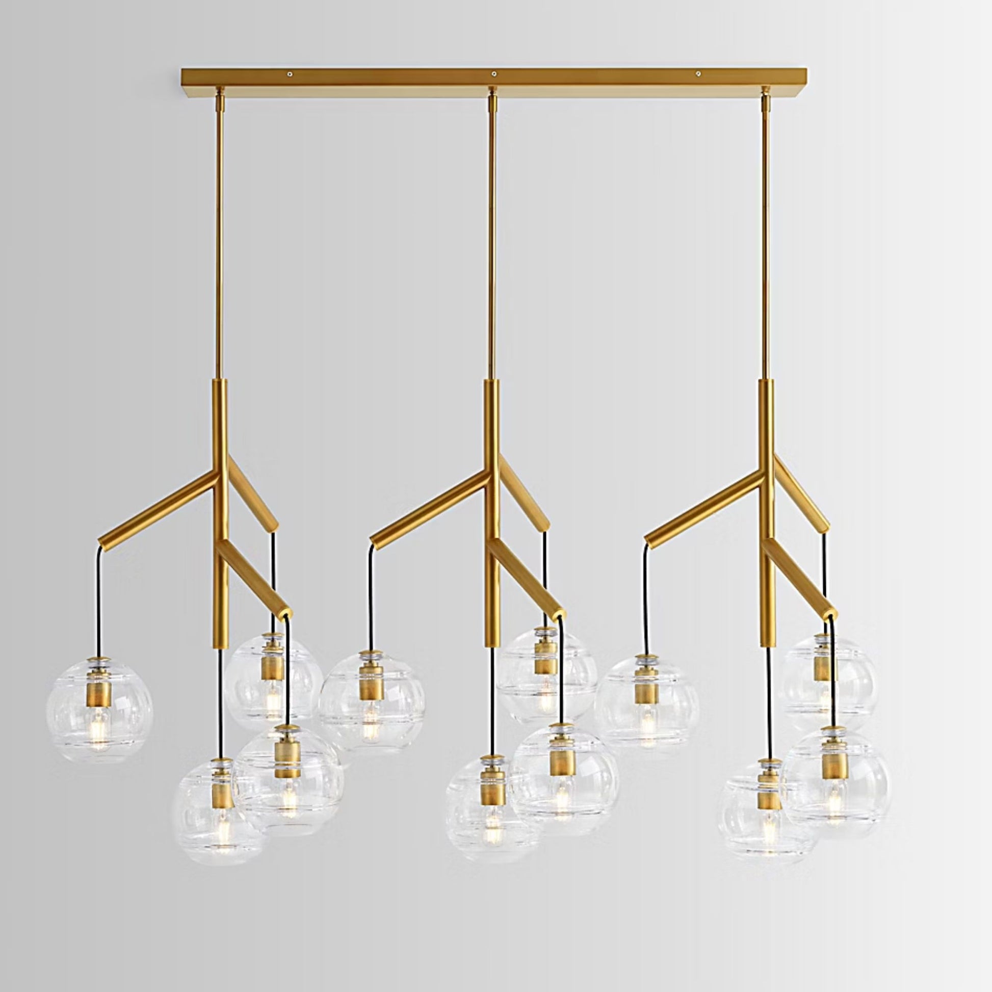 Visual Comfort Modern - Sedona 63" 12-Light LED Triple Chandelier, Aged Brass Finish | Bees Lighting