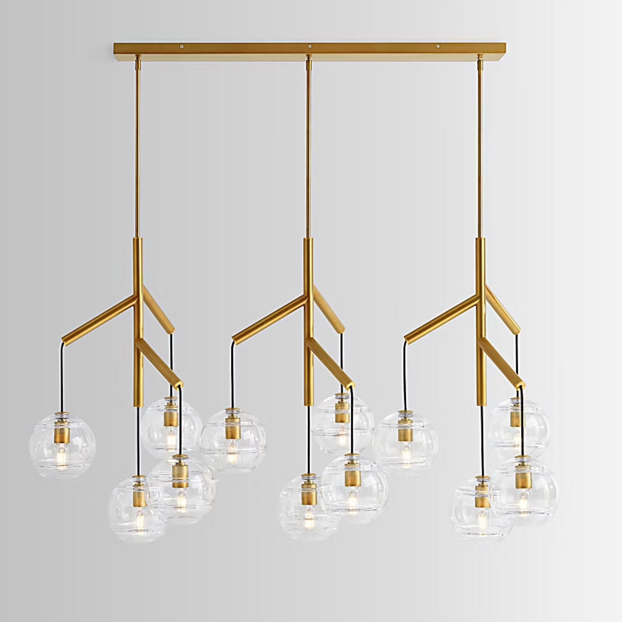 Visual Comfort Modern - Sedona 63" 12-Light LED Triple Chandelier, Aged Brass Finish | Bees Lighting