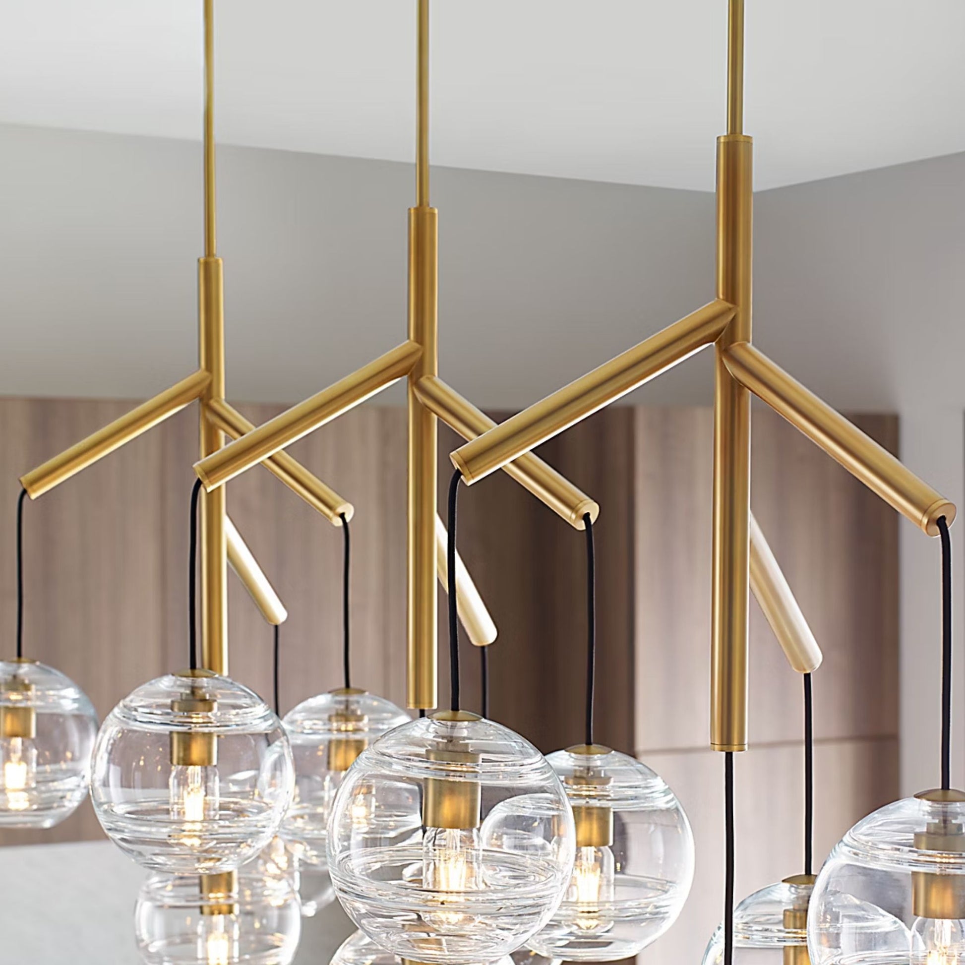 Visual Comfort Modern - Sedona 63" 12-Light LED Triple Chandelier, Aged Brass Finish | Bees Lighting