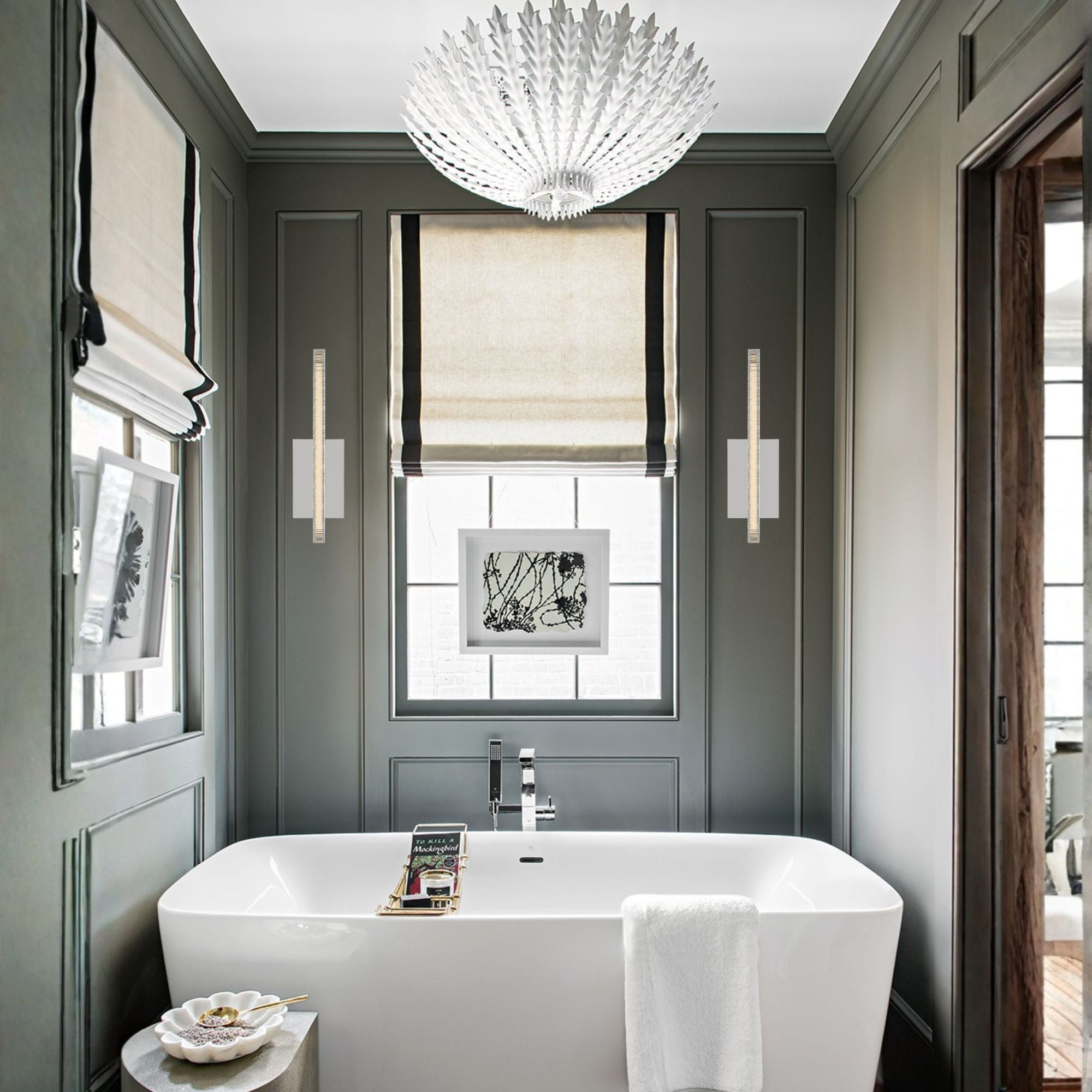 Serre 13" LED Wall Sconce, 120-277V, Polished Nickel Finish