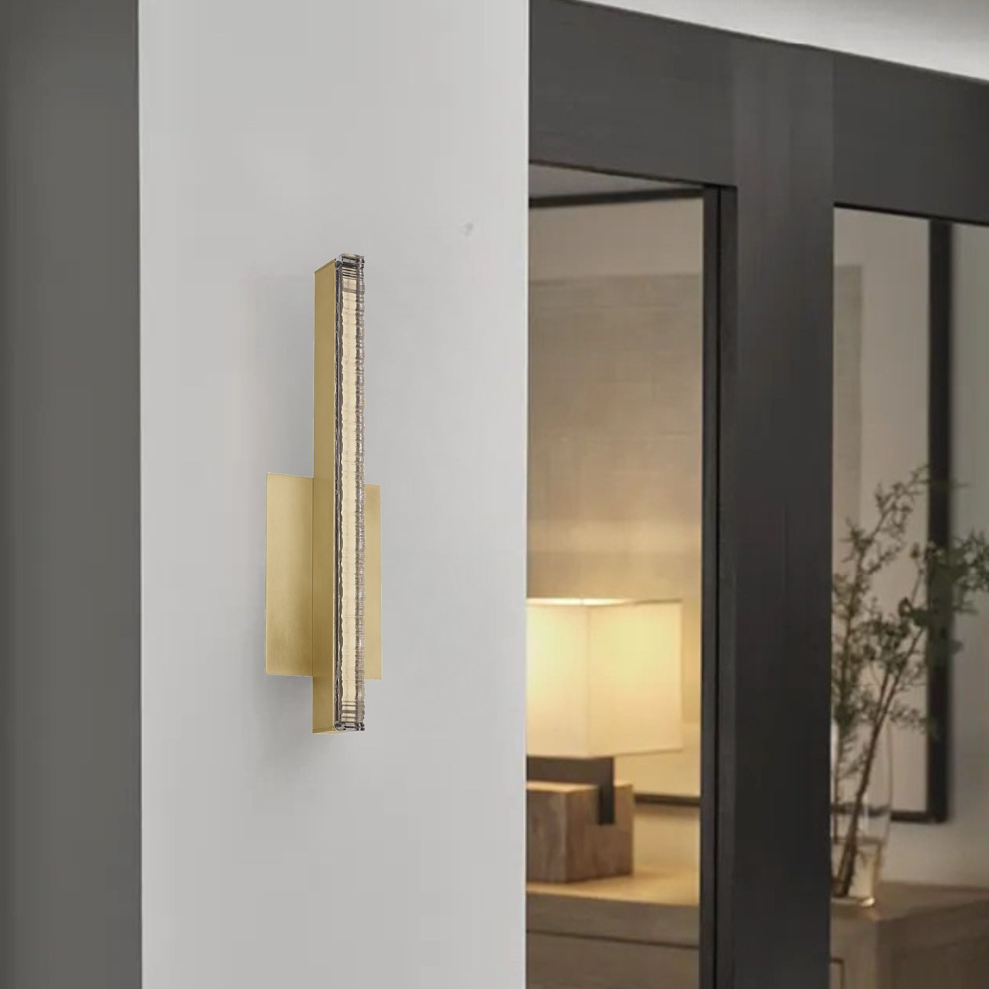 Serre 13" LED Wall Sconce, 120-277V, Natural Brass Finish