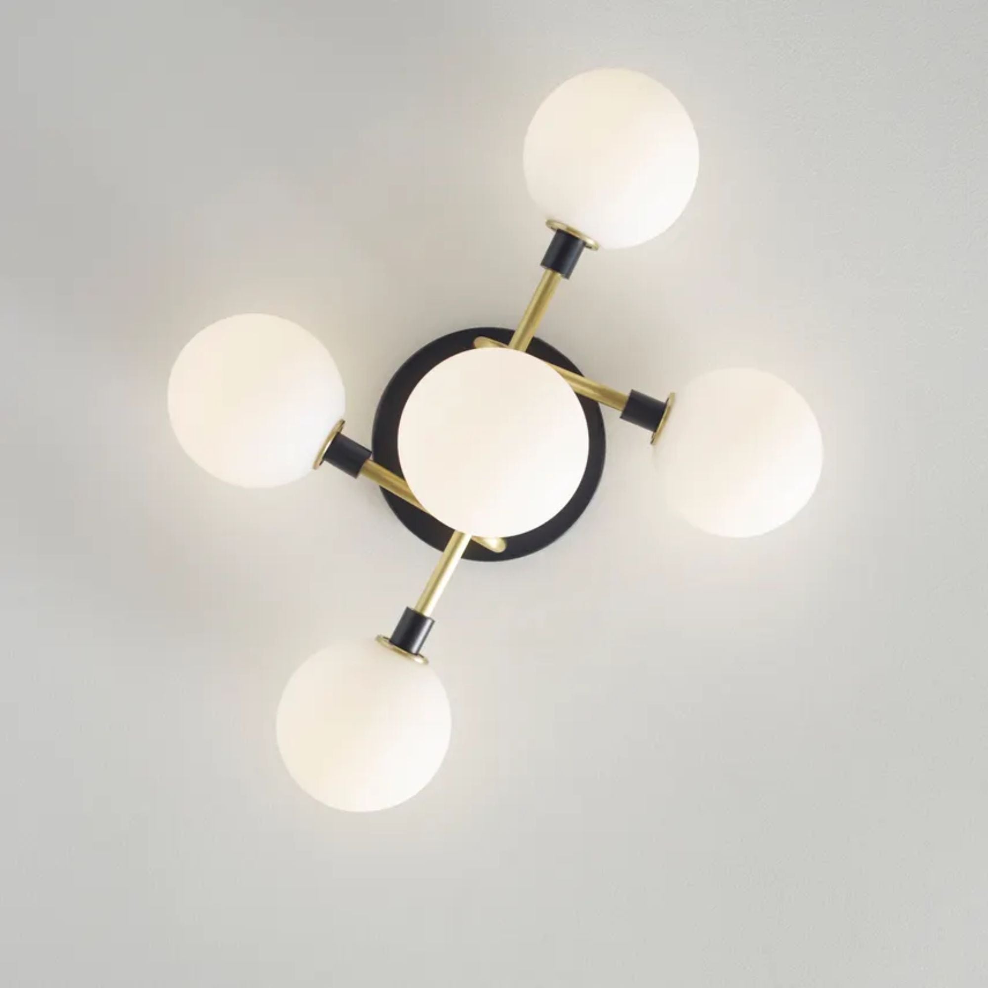 Viaggio 22" 5-Light LED Flush Mount, Opal & Brass Finish