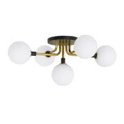 Visual Comfort Modern - Viaggio 22" 5-Light Flush Mount, Opal & Brass Finish | Bees Lighting