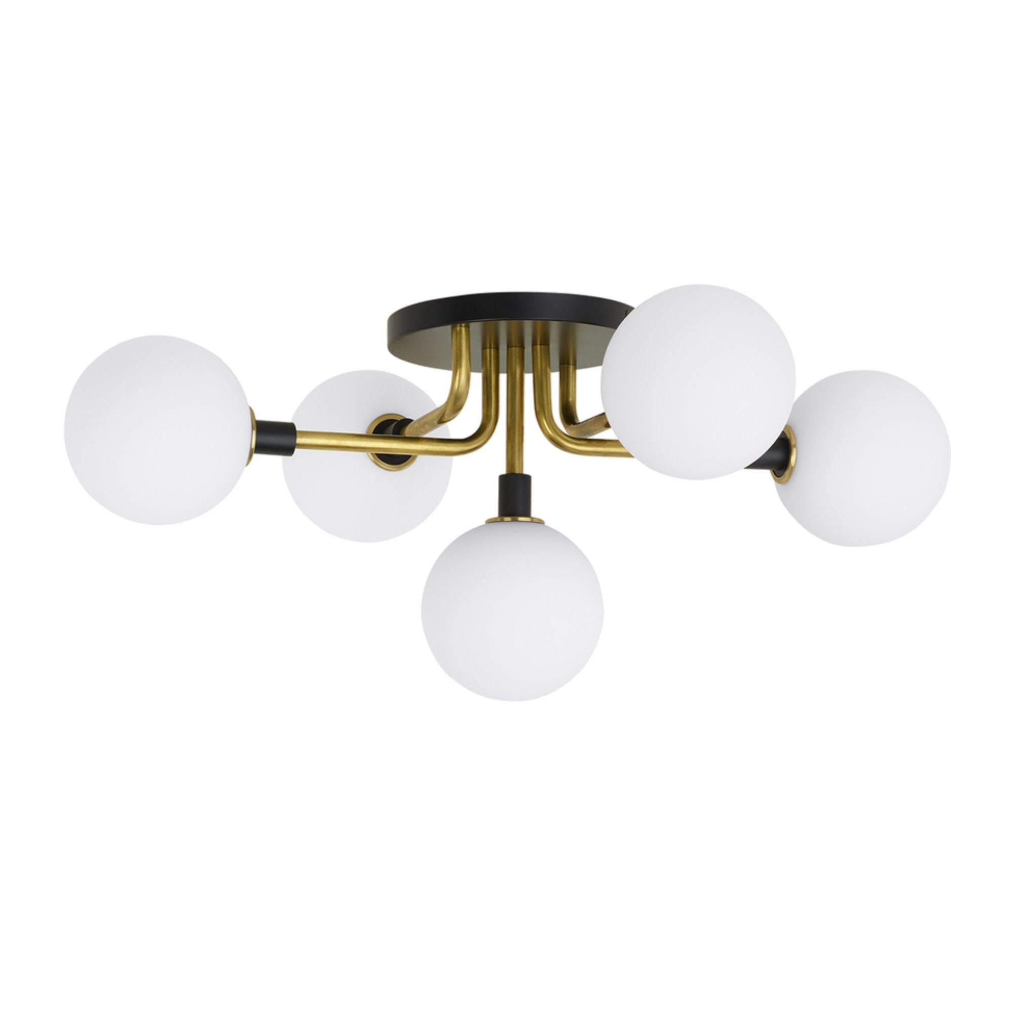 Viaggio 22" 5-Light Flush Mount, Opal & Brass Finish
