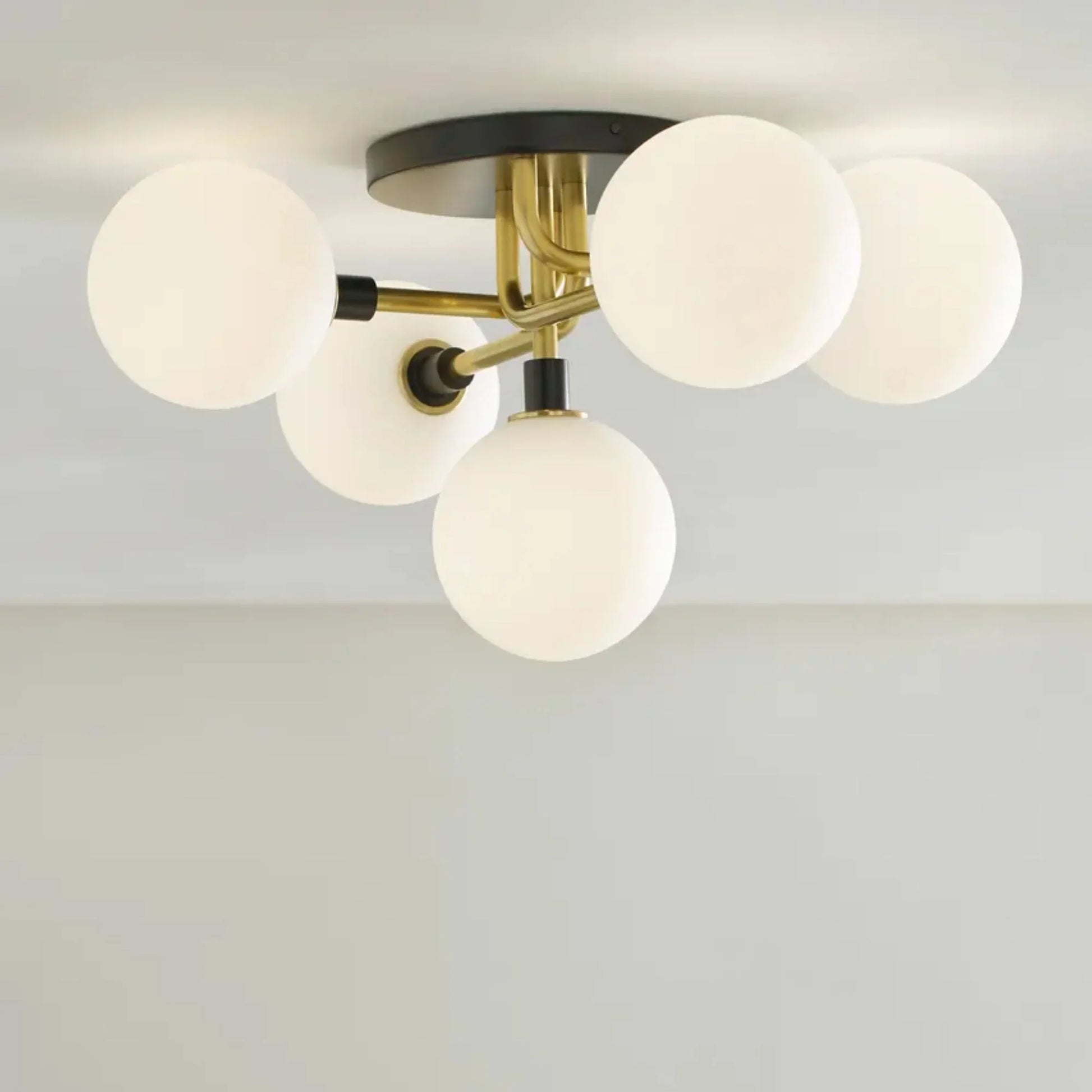 Visual Comfort Modern - Viaggio 22" 5-Light Flush Mount, Opal & Brass Finish | Bees Lighting