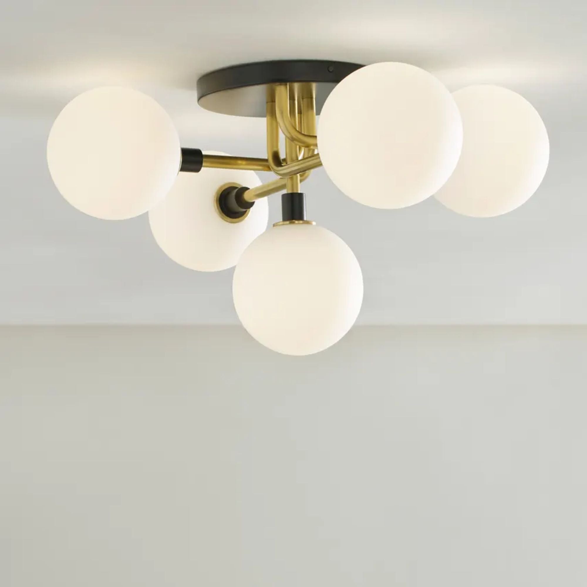 Viaggio 22" 5-Light Flush Mount, Opal & Brass Finish