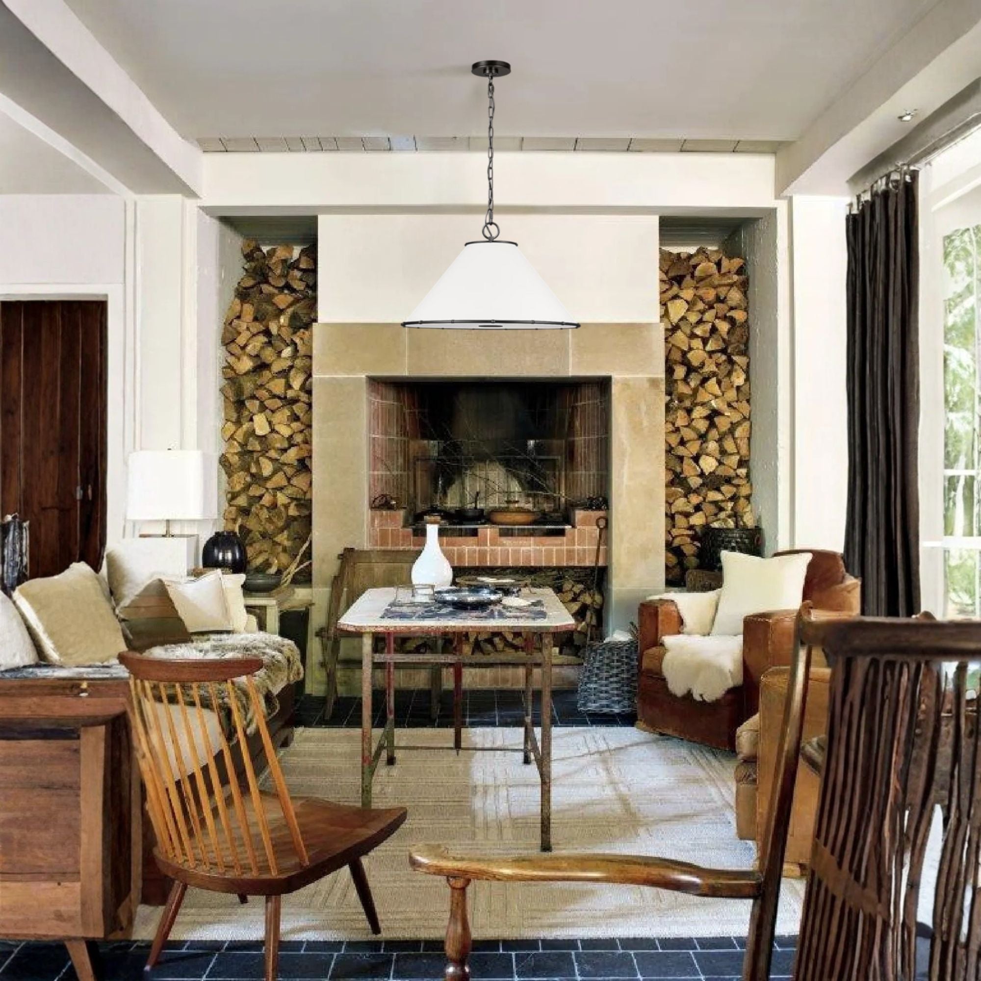 Aldric 28" Large Pendant, Aged Iron Finish