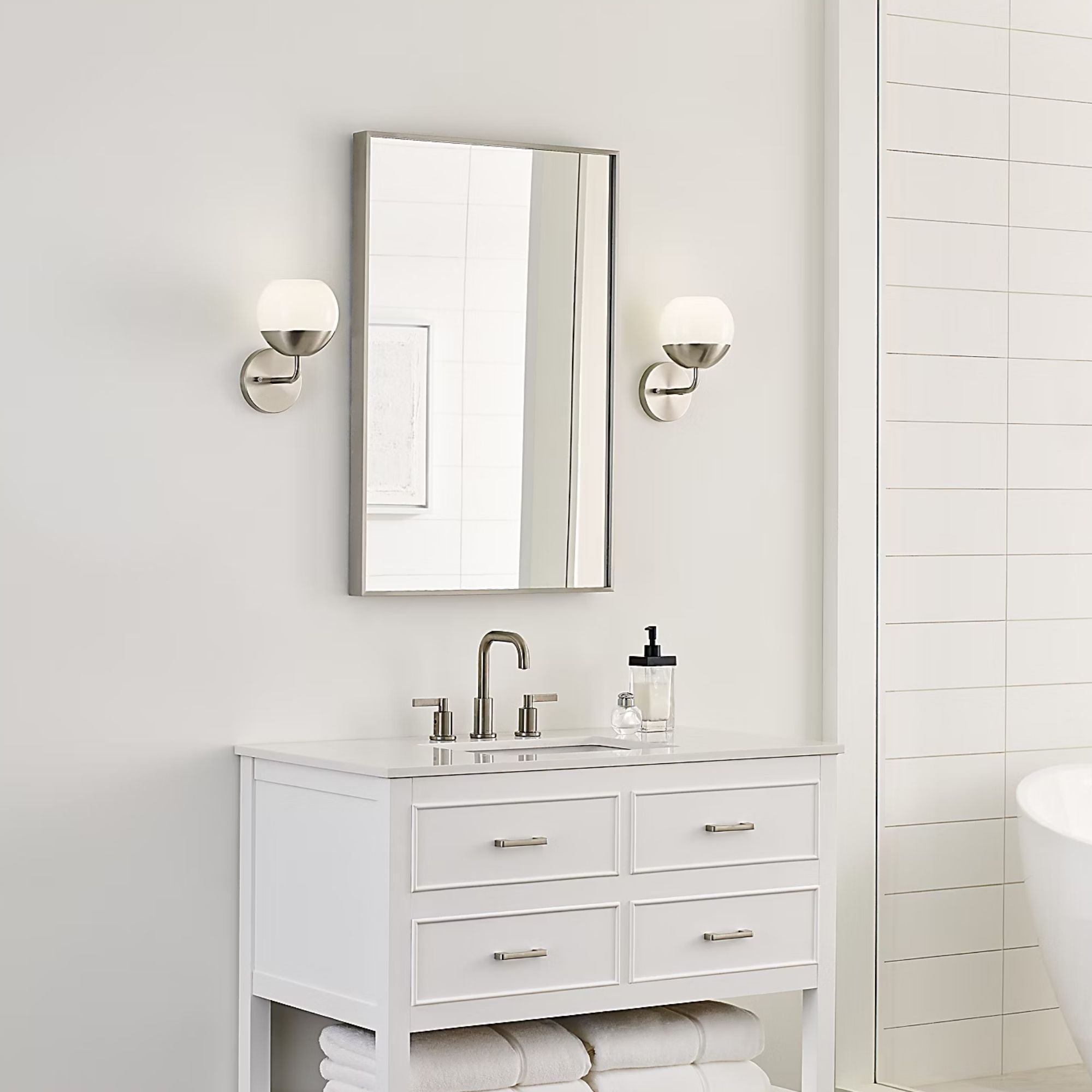 Alvin 10" Bathroom Sconce, Brushed Nickel Finish