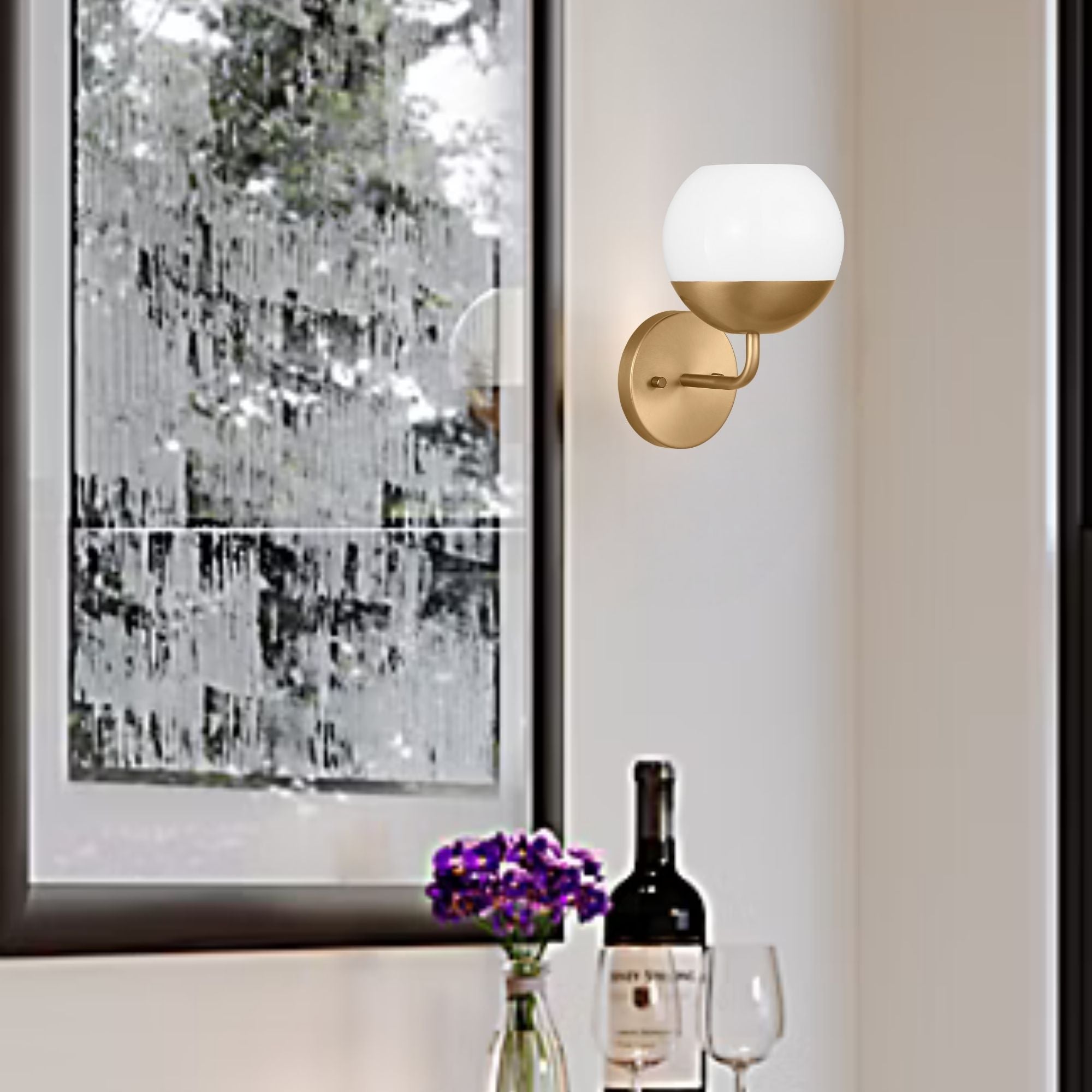 Alvin 10" LED Bathroom Sconce, Satin Brass Finish