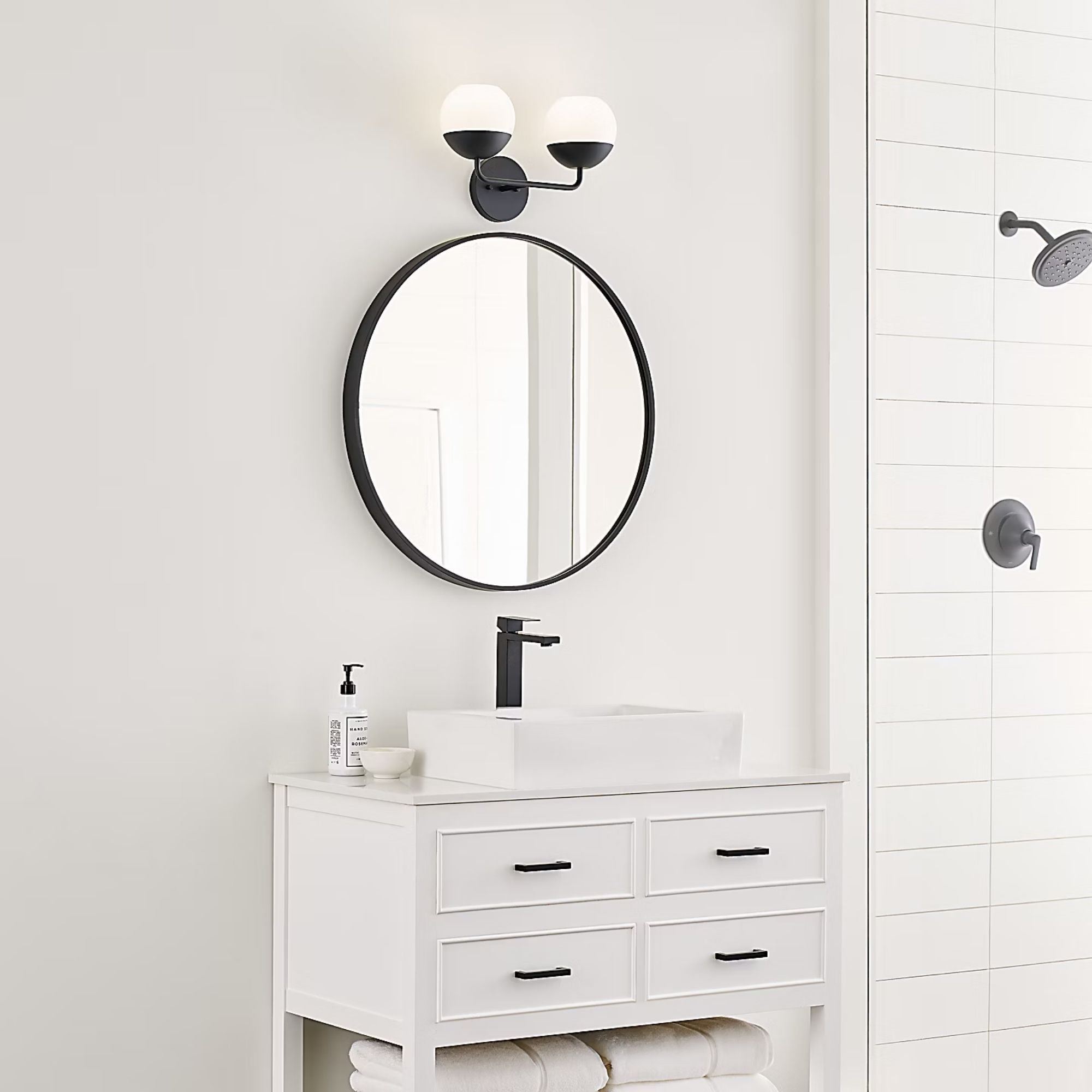 Alvin 17" 2-Light Bathroom Vanity, Midnight Black Finish