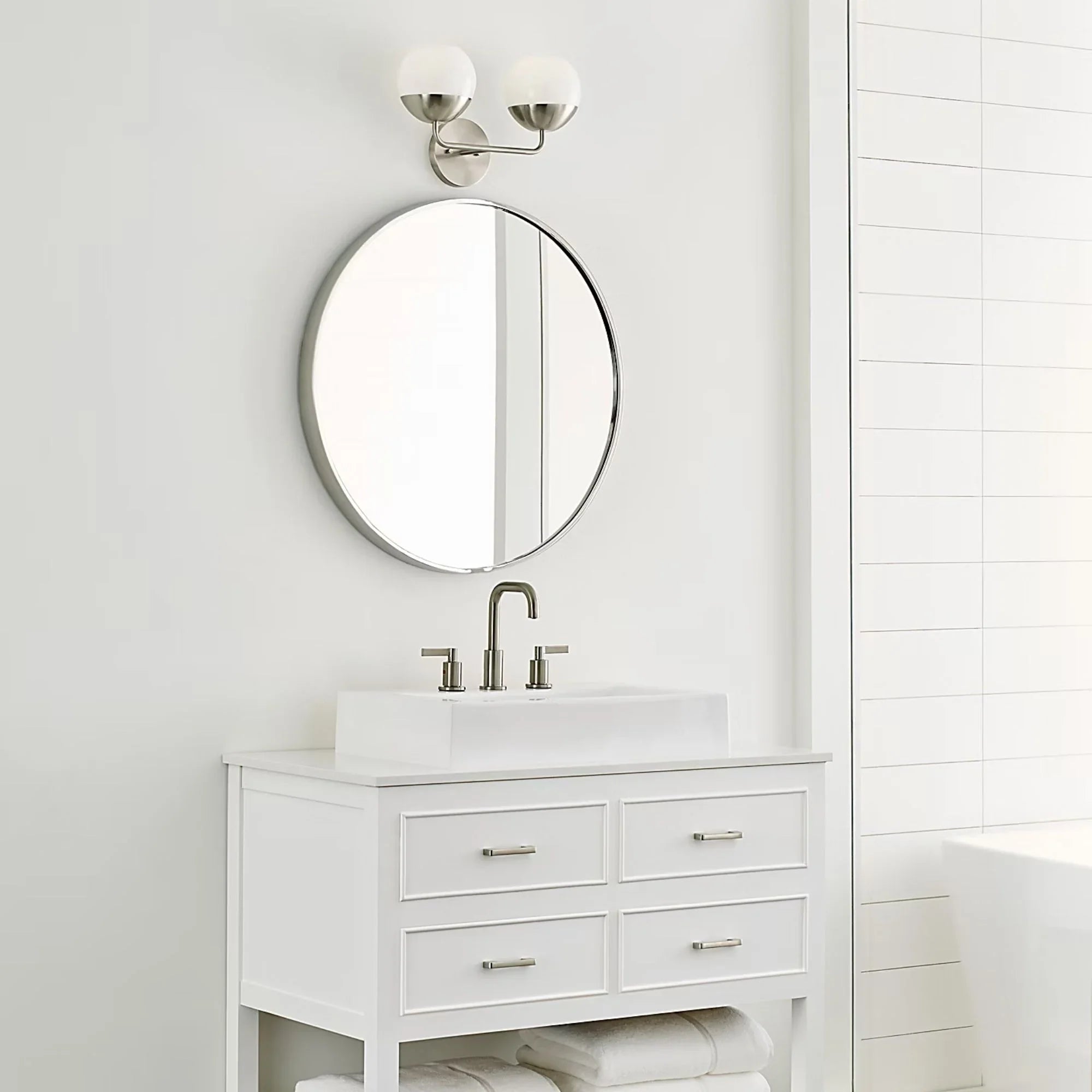 Alvin 17" 2-Light Bathroom Vanity, Brushed Nickel Finish