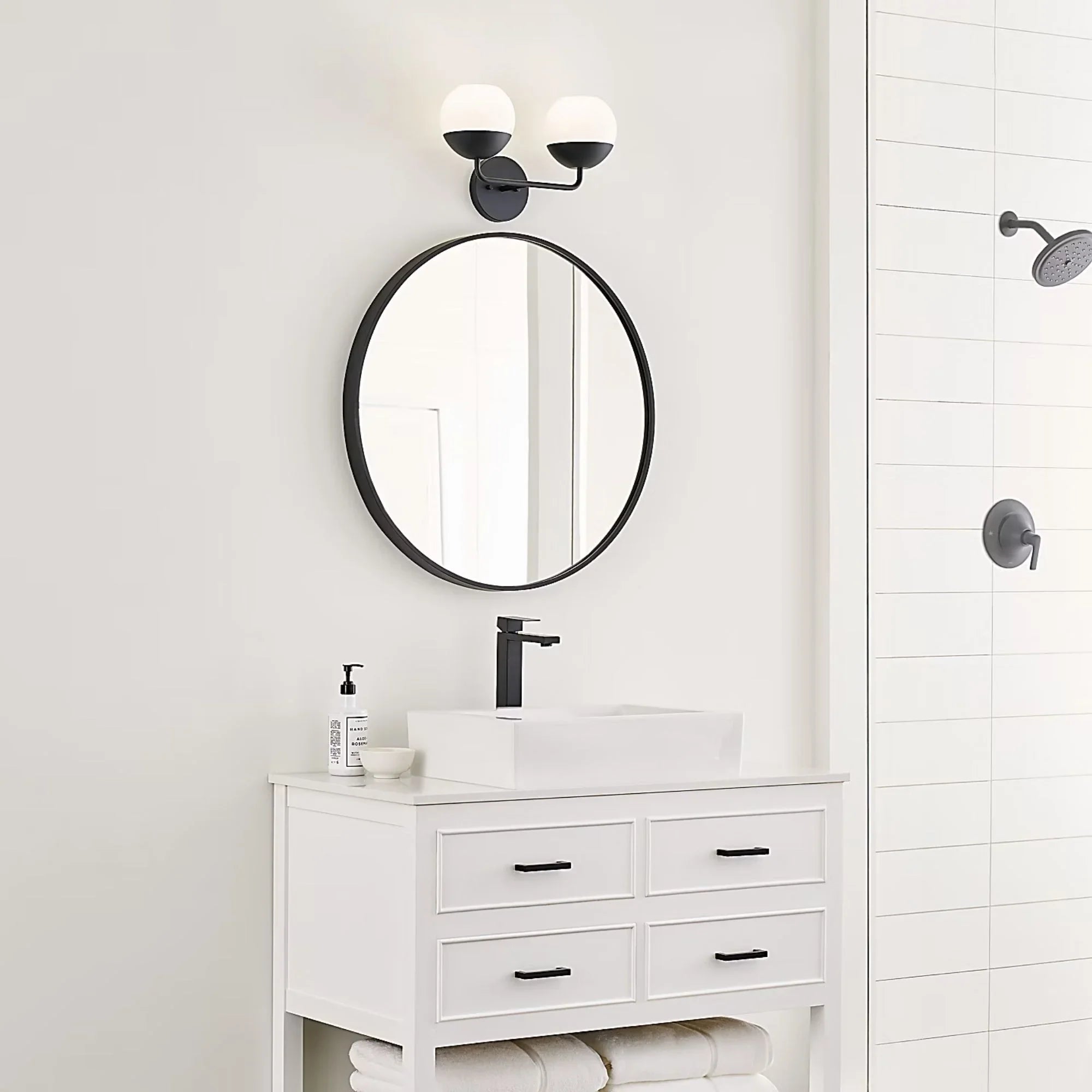 Alvin 17" 2-Light LED Bathroom Vanity, Midnight Black Finish