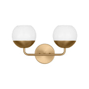 Alvin 17" 2-Light LED Bathroom Vanity, Satin Brass Finish