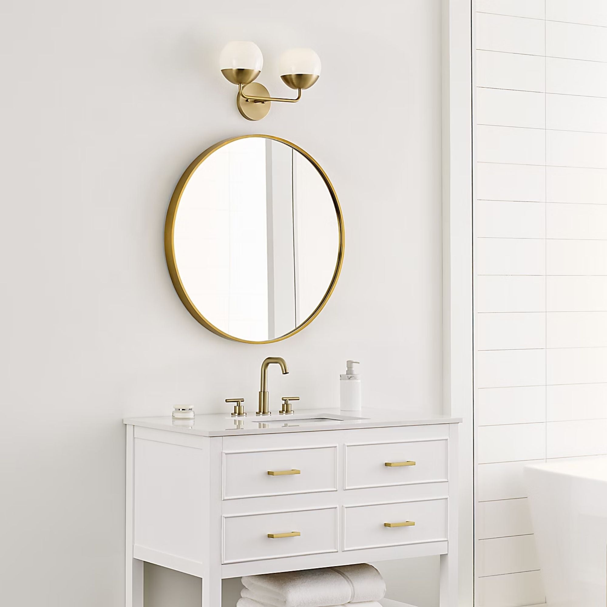 Alvin 17" 2-Light LED Bathroom Vanity, Satin Brass Finish