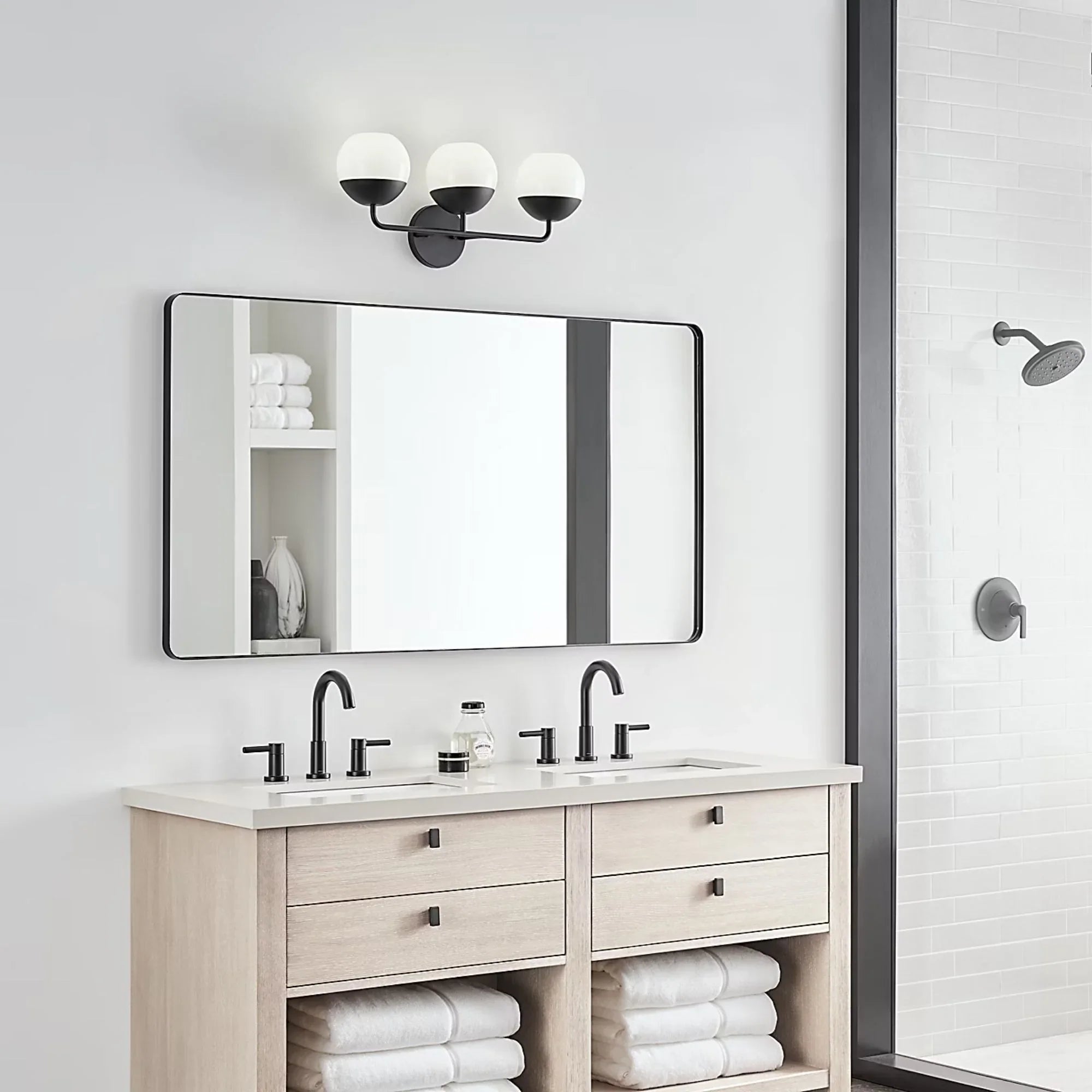 Alvin 24" 3-Light Bathroom Vanity, Midnight Black Finish