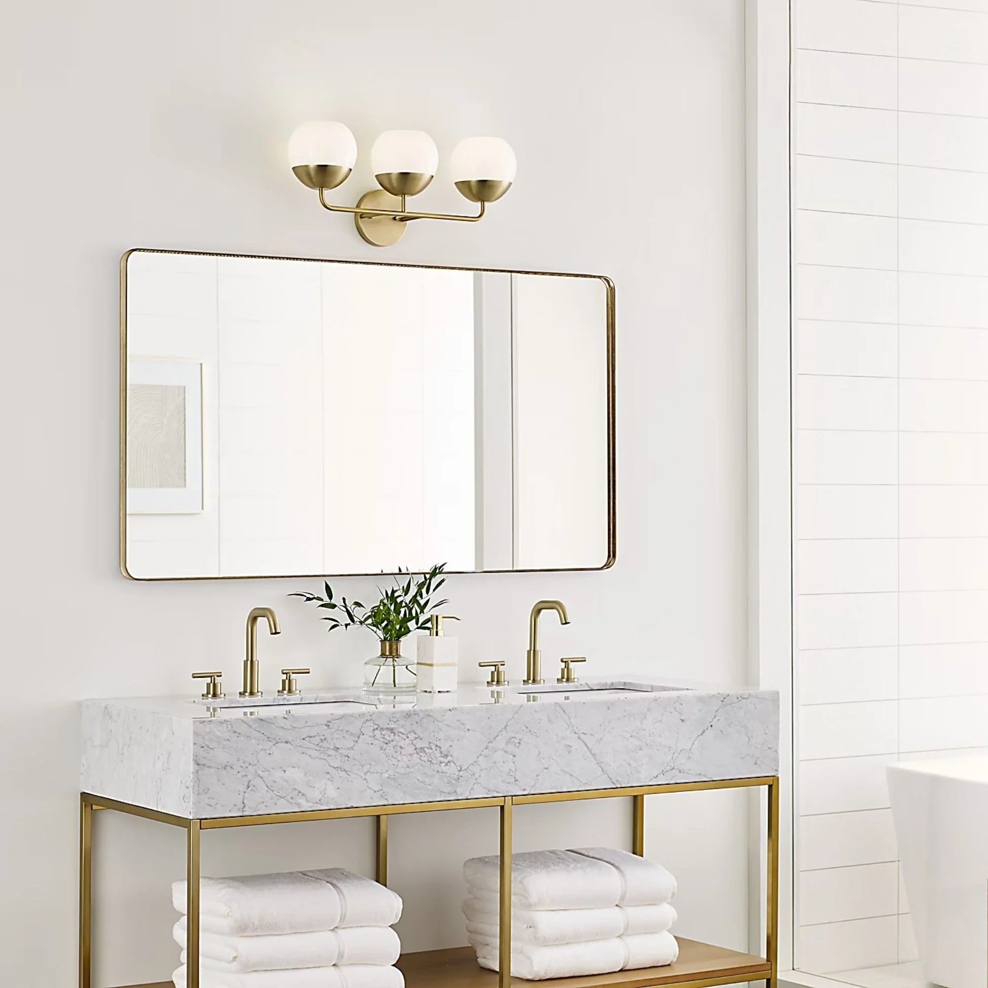 Alvin 24" 3-Light Bathroom Vanity, Satin Brass Finish