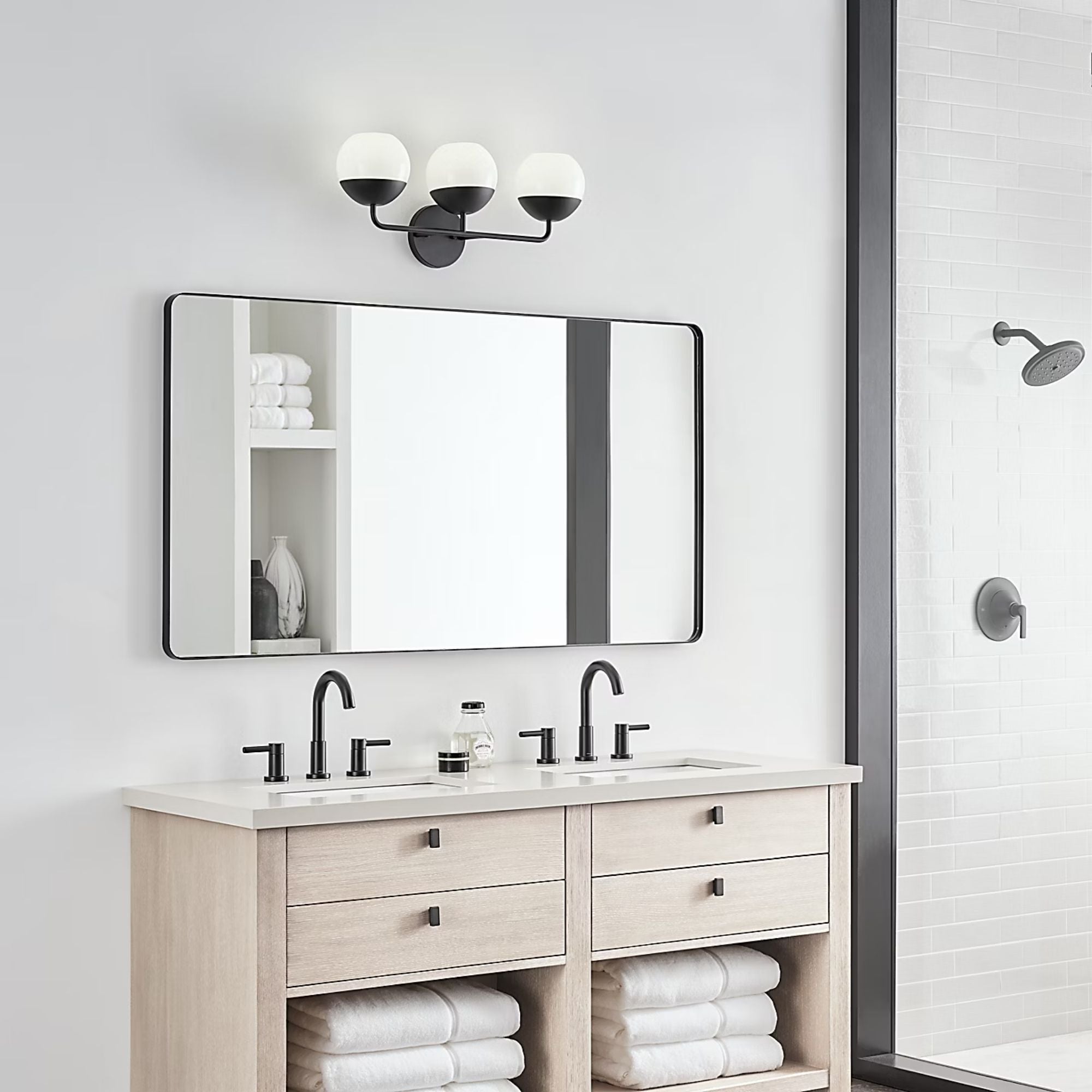 Alvin 24" 3-Light LED Bathroom Vanity, Midnight Black Finish