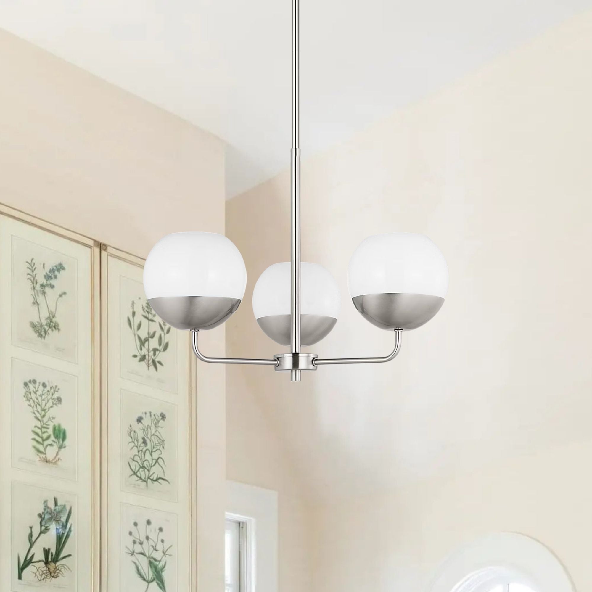 Alvin 20" 3-Light Chandelier, Brushed Nickel Finish