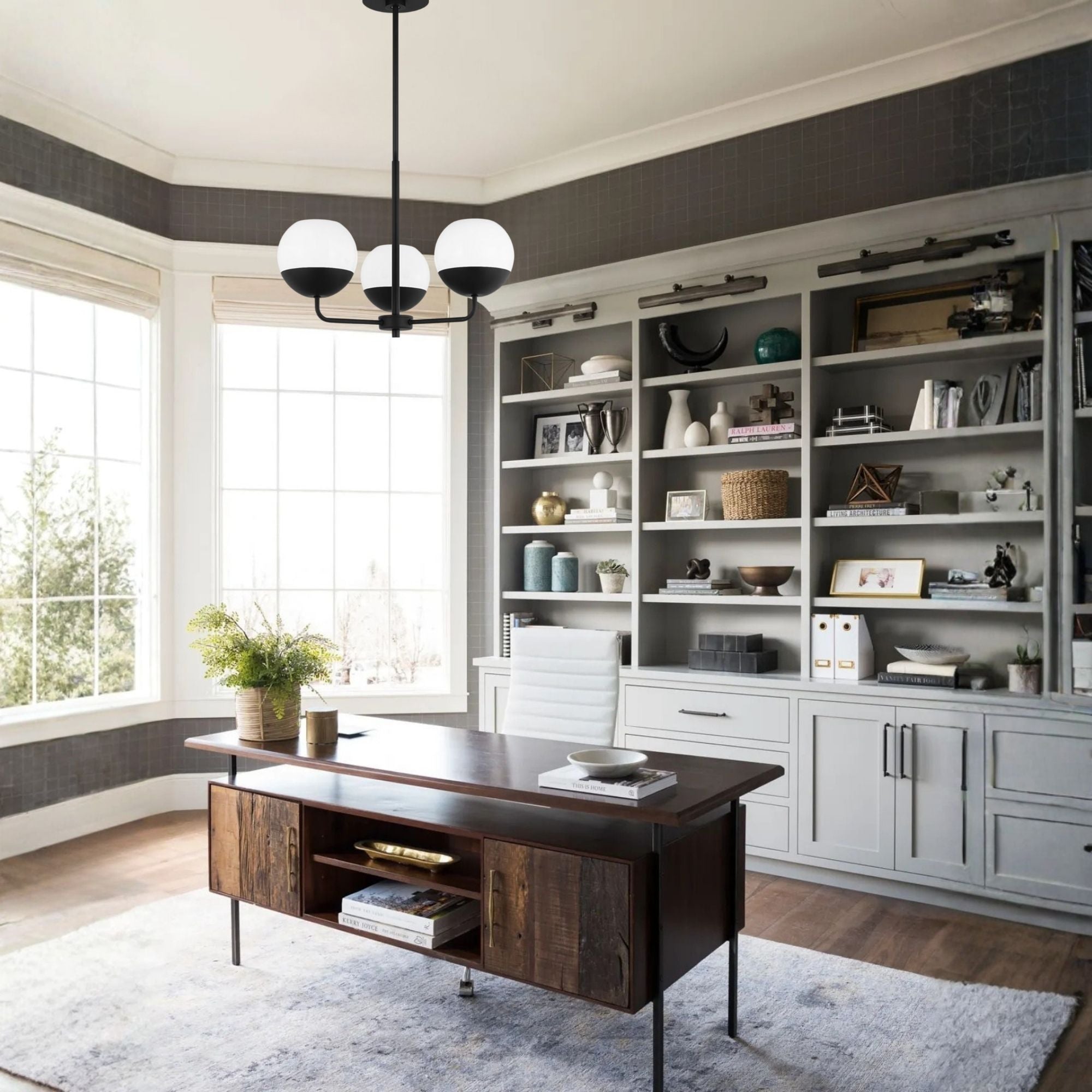 Alvin 20" 3-Light LED Chandelier, Midnight Black Finish