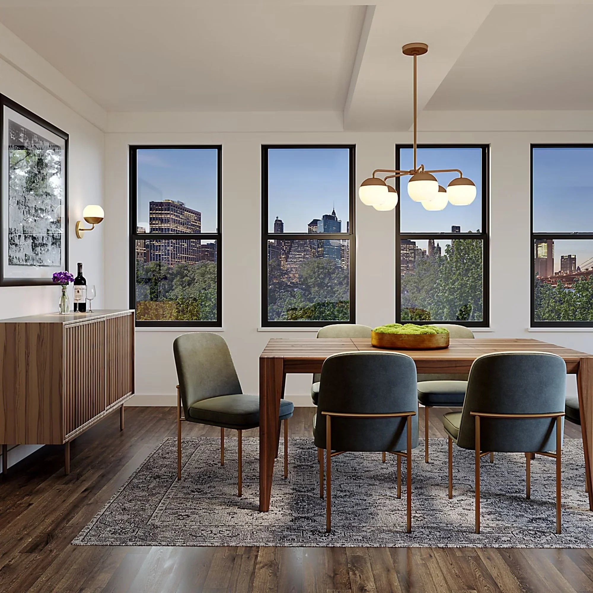 Alvin 26" 5-Light Chandelier, Satin Brass Finish